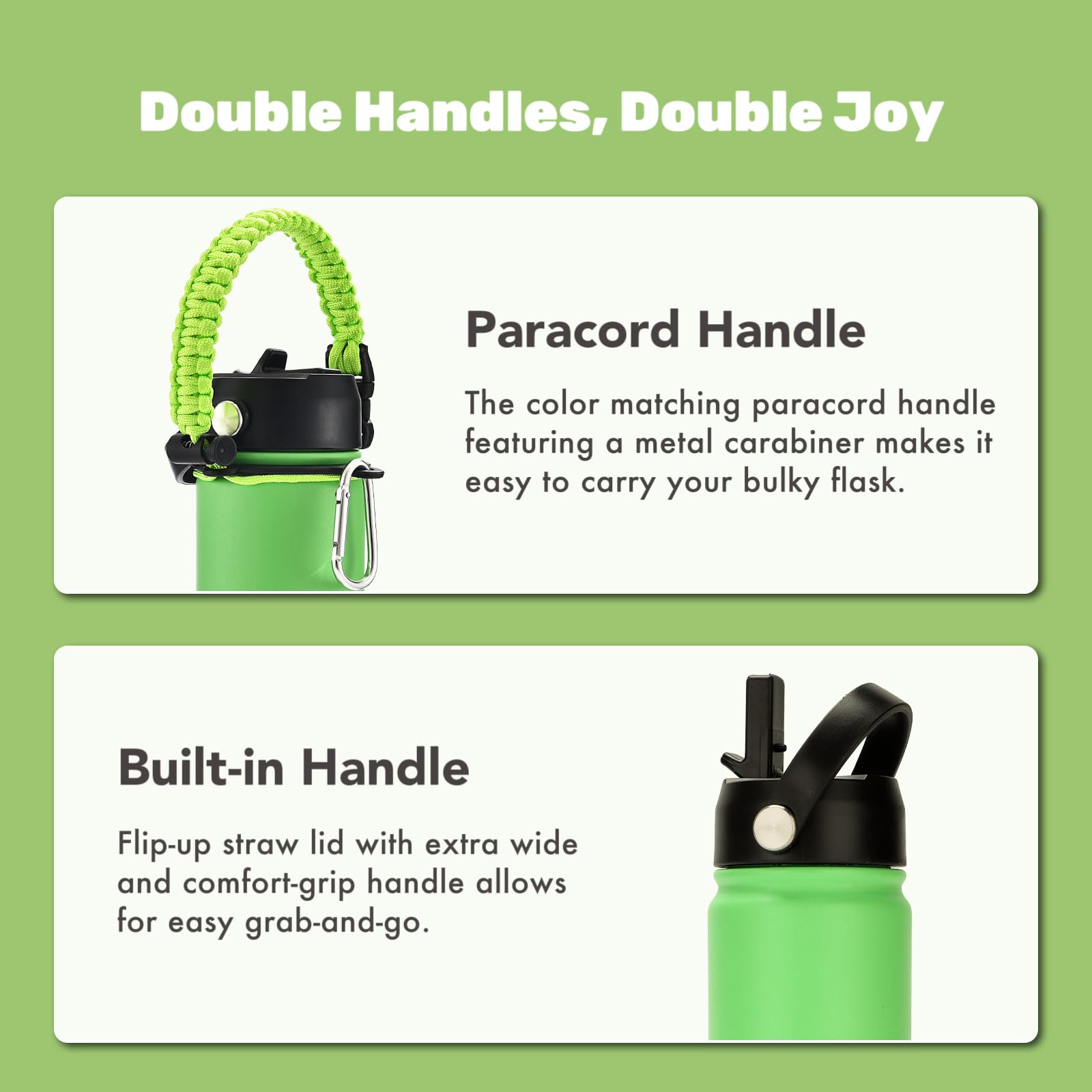 Mininoo 24 Oz Insulated Water Bottle With Straw, Stainless Steel Double Wall Vacuum Thermos