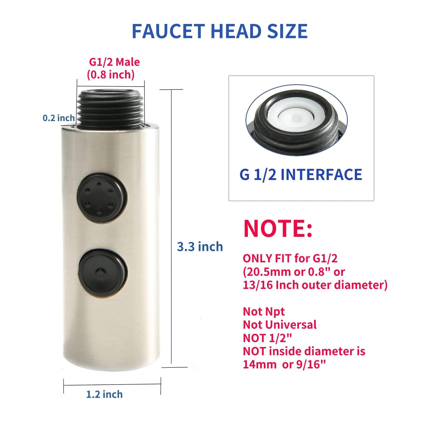 Simsin Kitchen Sink Faucet Sprayer Head, 2 Functions Sprayer Attachment For Faucet,Pull Down Faucet Head Replacement Part, G 1/2 Pull Out Spray Head For Kitchen Faucet Tap Sprayer Spout