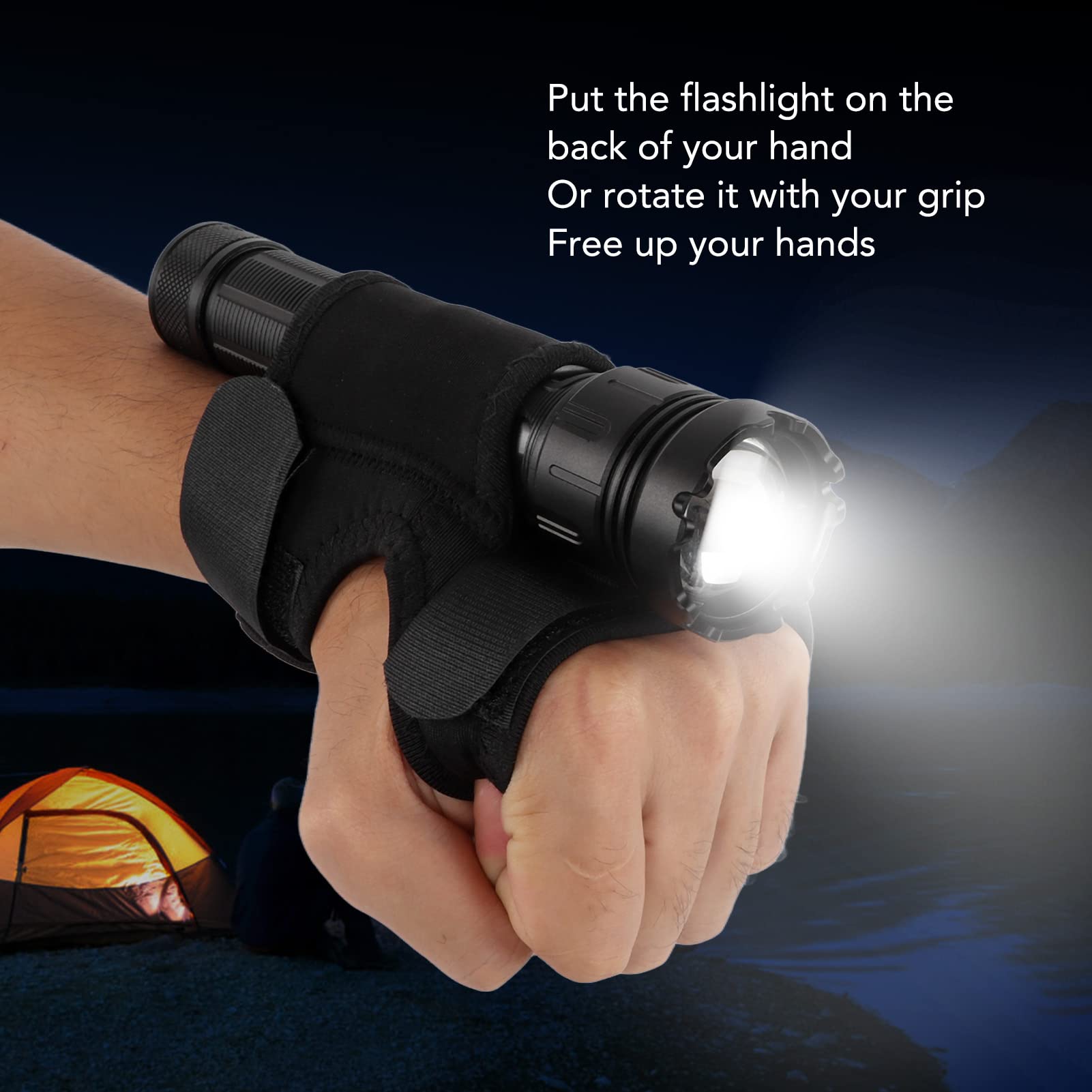 Fdit Diving Torch Arm Holder Flashlight Glove Hands Flashlight Holder Universal Wrist Strap Scuba Dive Lights Accessories (Not Included Flashlight)