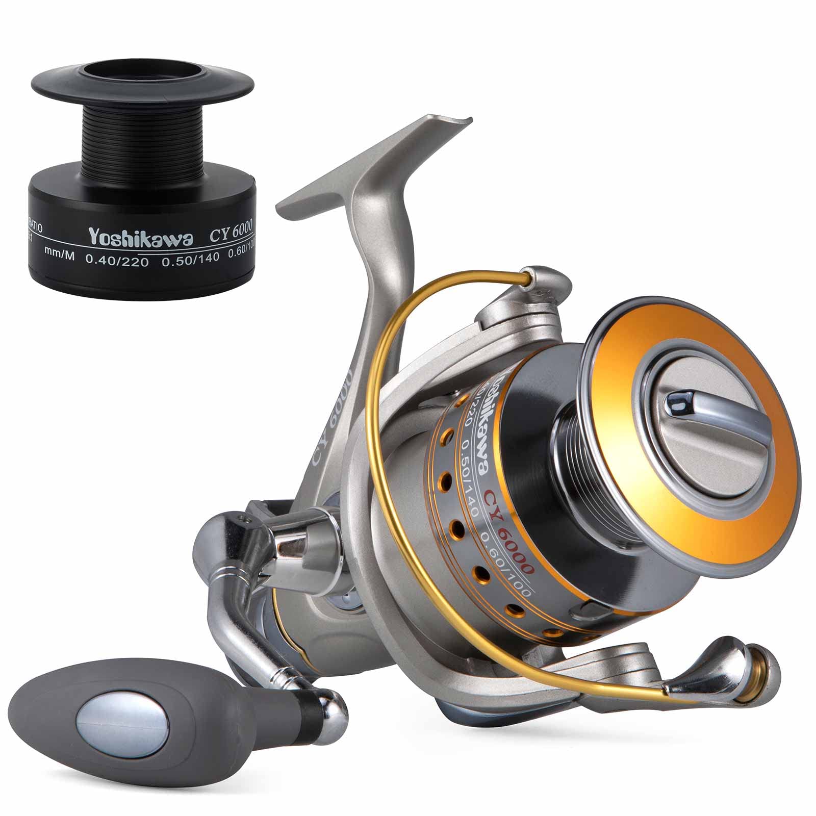 Yoshikawa Baitfeeder Spinning Reel Fishing 5.5:1 11 High Power Stainless Ball Bearings 30Lb Drag Right Left Hand Saltwater Freshwater Reversible Front Rear Drag Live Liner 3000-6000