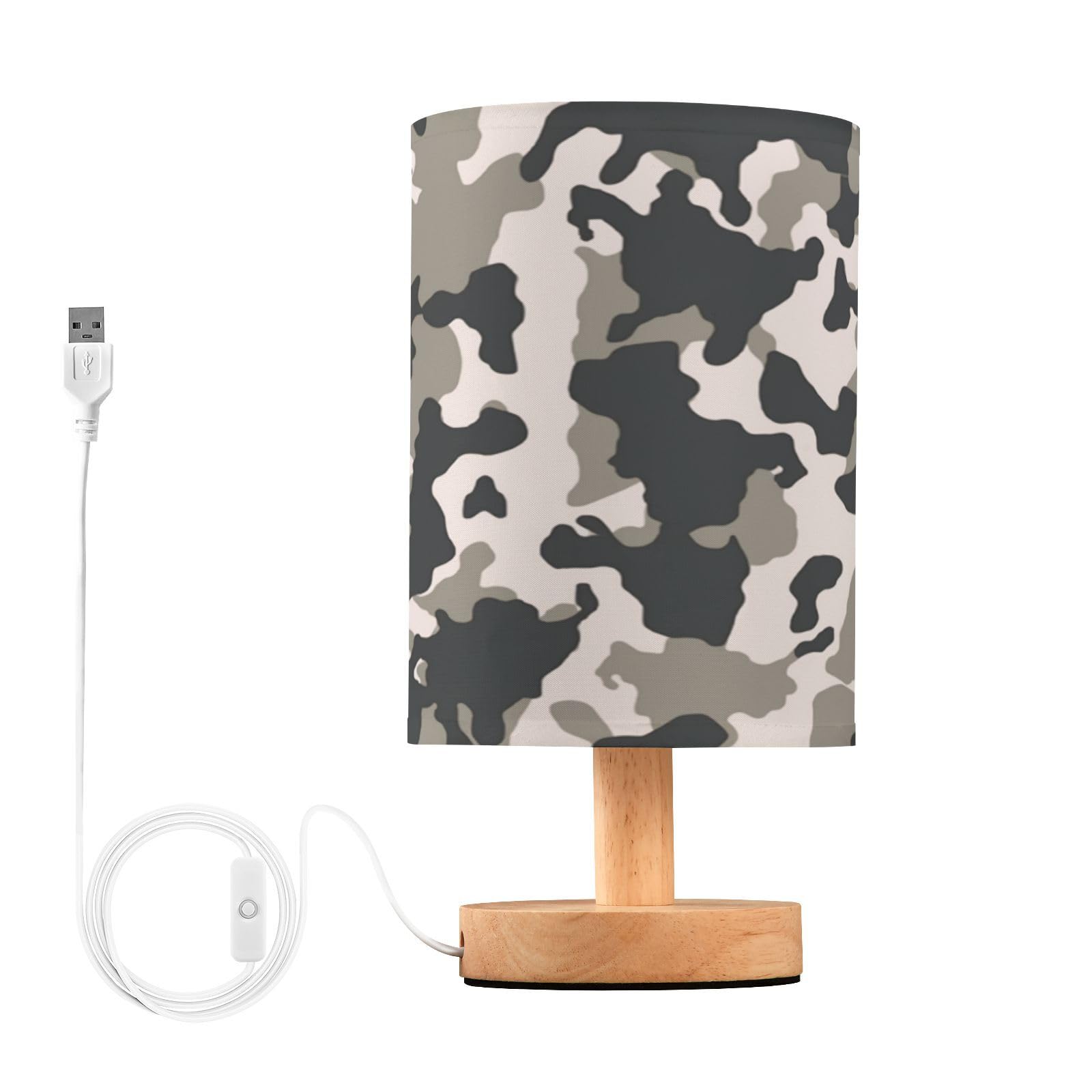 Kigai Camo Style Bedside Table Lamp,Nightstand Lamp With Usb Ports Bedside Lamp For Living Room Bedroom Home Office