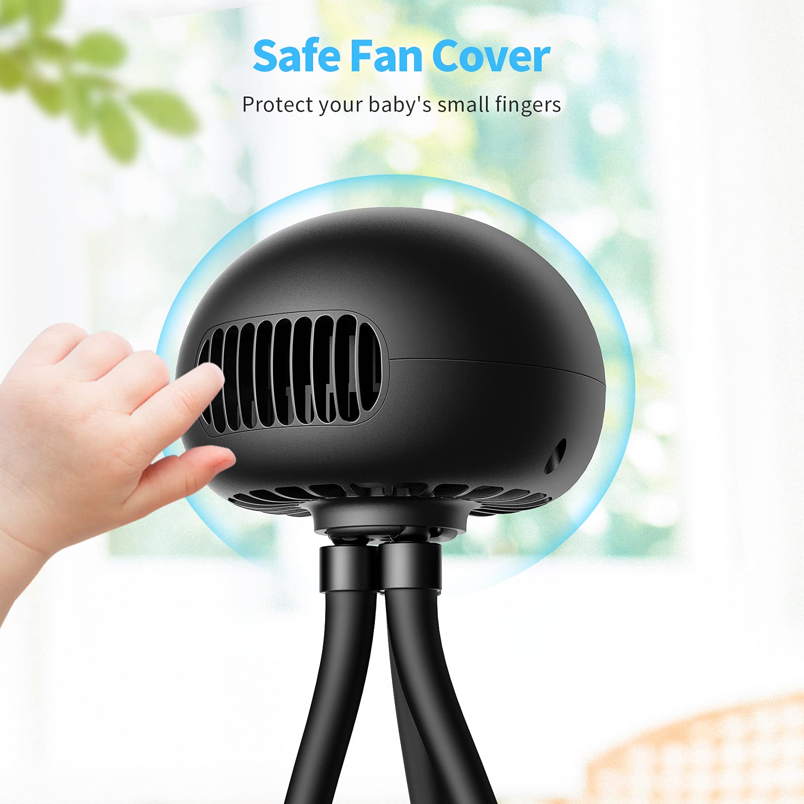 Smartdevil Portable Clip On Stroller Fan, 3000Mah For Baby, 3 Speed Battery Operated Personal Desk