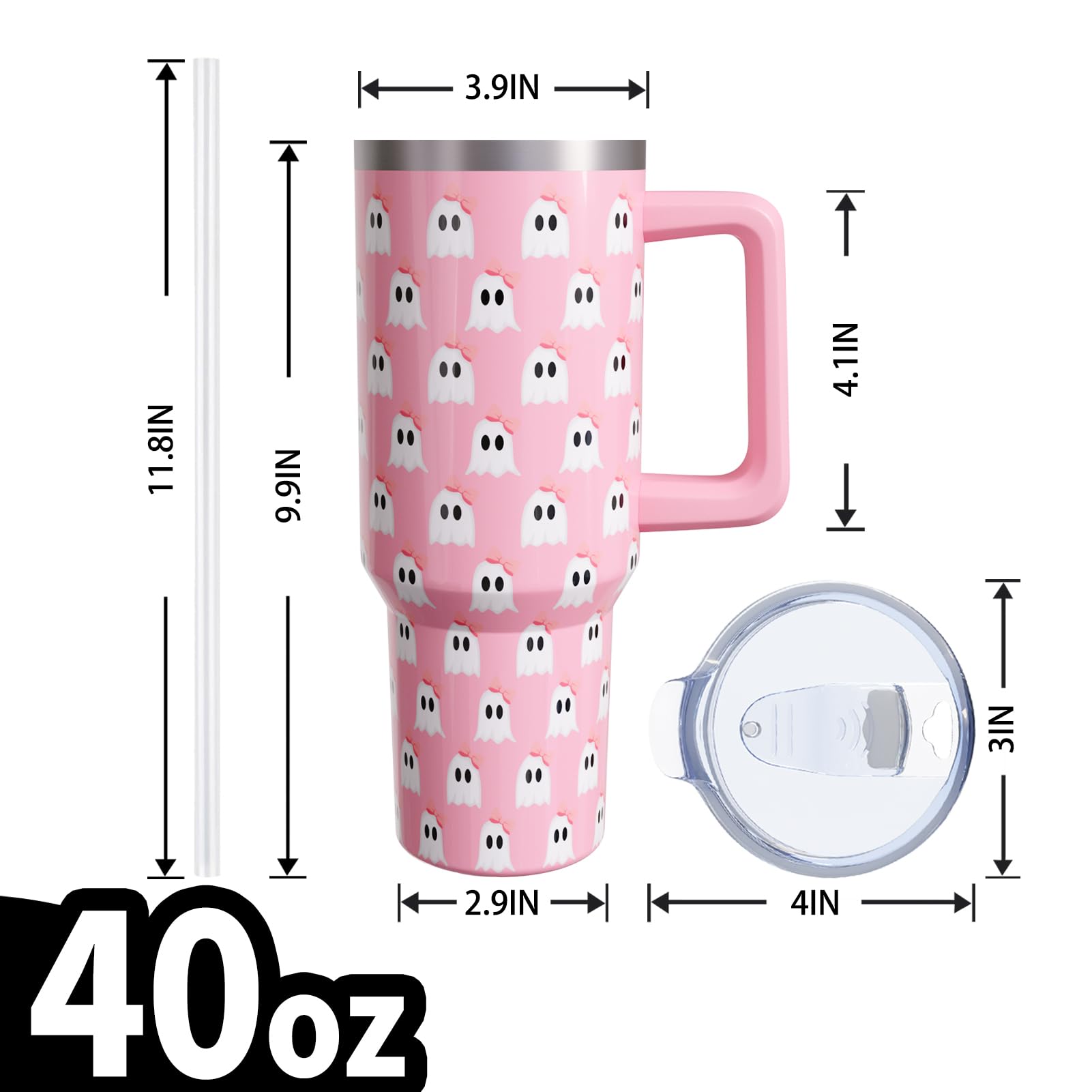 Ghost Halloween For Women Girls, Cute Spooky Stainless Steel Insulated Travel Coffee Cup