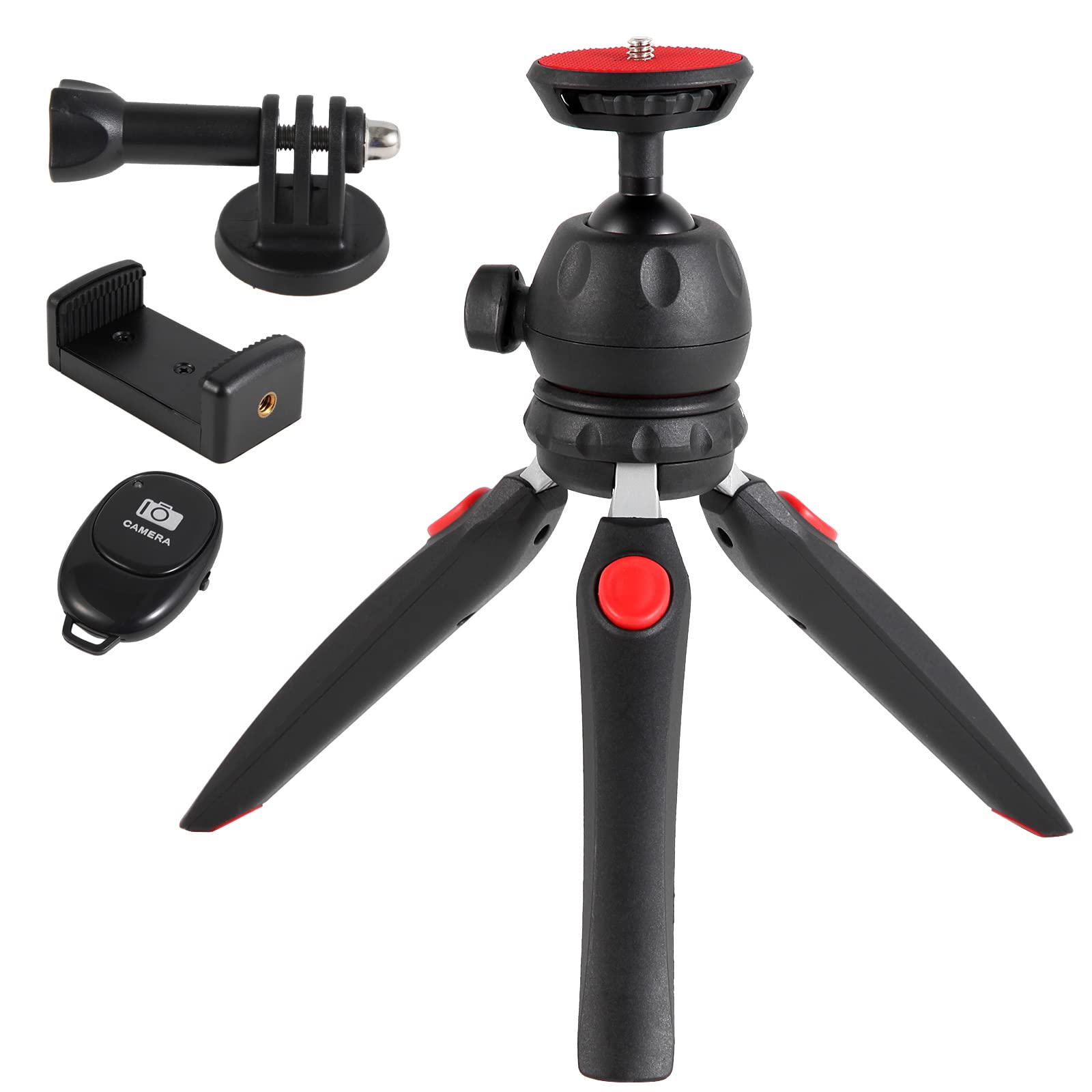 Undade Mini Tripod For Camera And Phone -With Remote And 360 Degree Ball Head, Premium Tabletop Small Phone Tripod Mount For Gopro Cell Phones Webcam Projector Compact Dslr