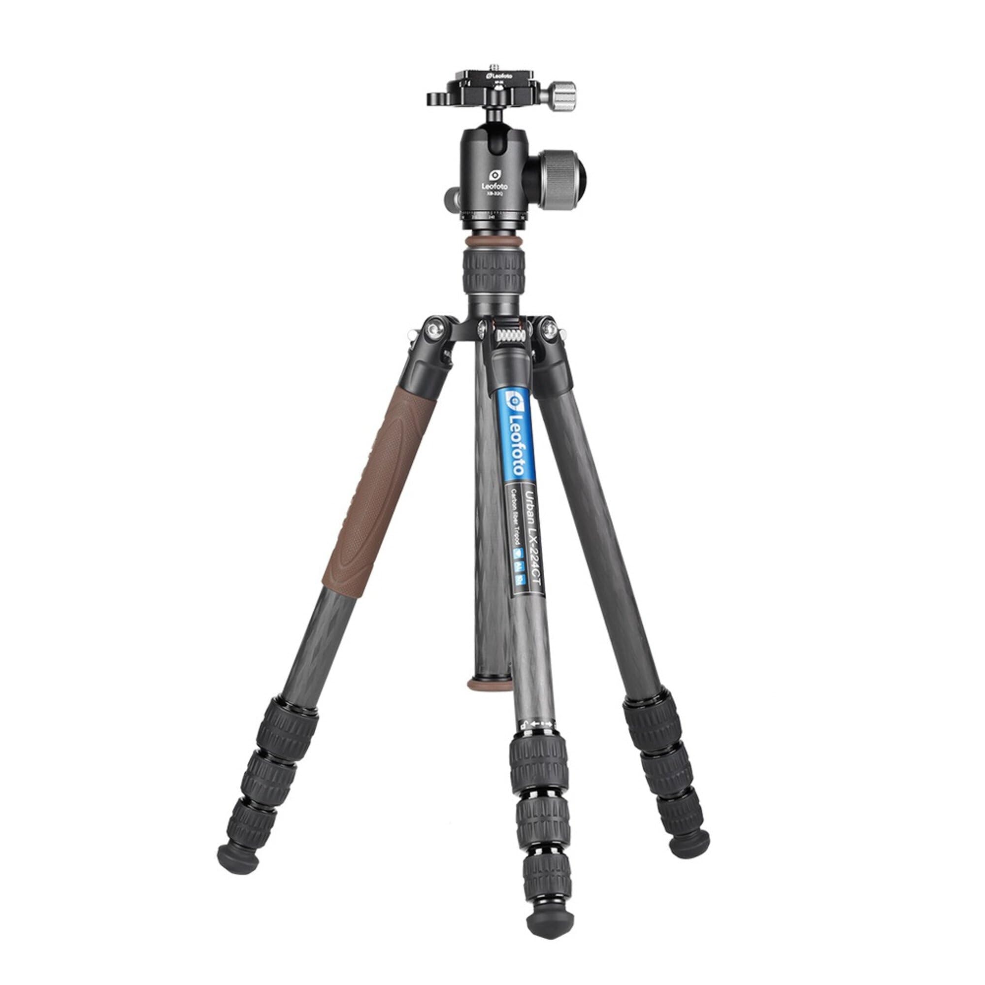 Leofoto Lx-224Ct+Xb-32Q Travel Tripod, Urban Series, Carbon Fiber, 4 Leg Sections, Portable And Lightweight, Reversible Leg And Center Column, Ball Head Set
