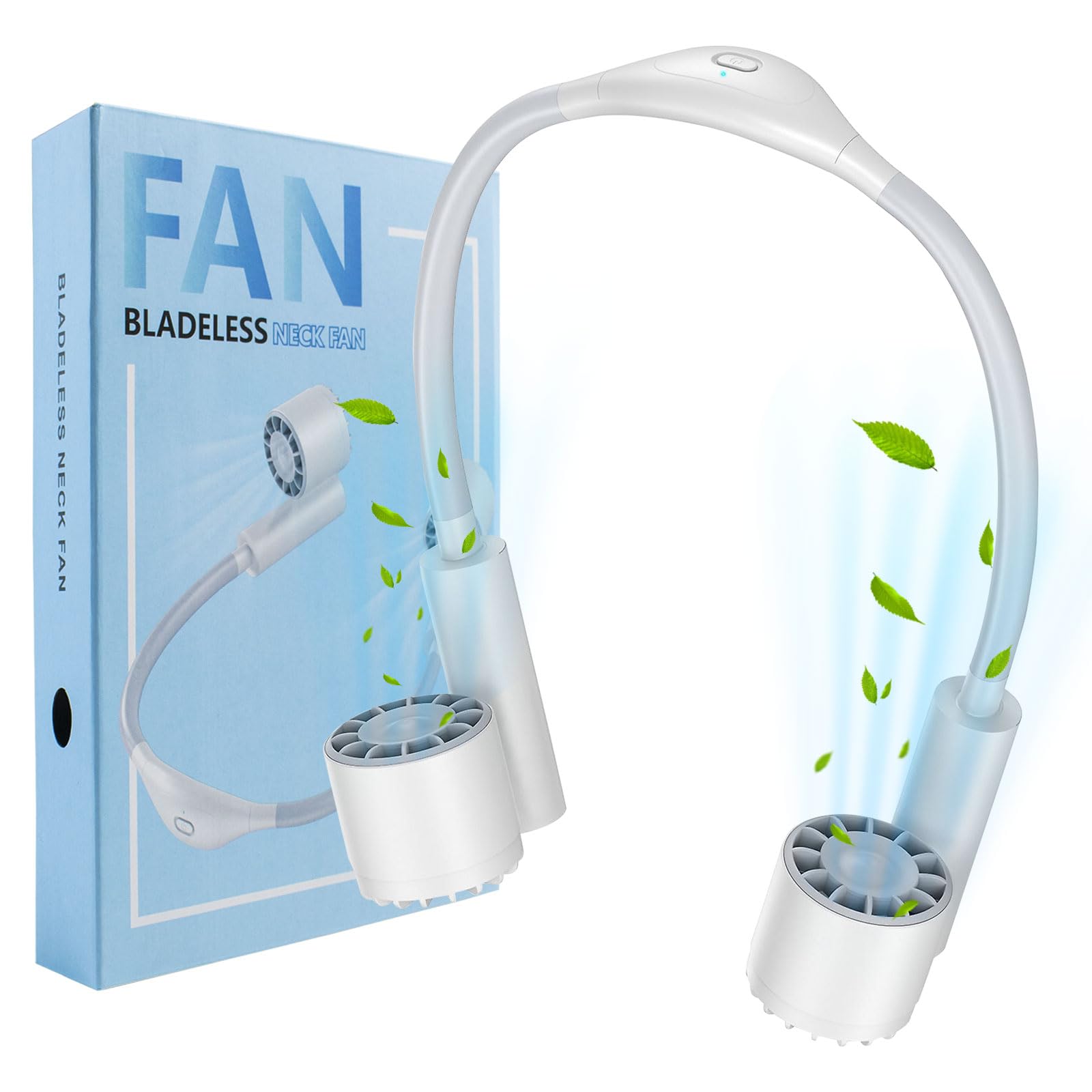 Neck Fan, Usb Rechargeable Personal Fan, Powered By 2400Mah Battery, 3-Speed Adjustable, Faster Cool - Koospark
