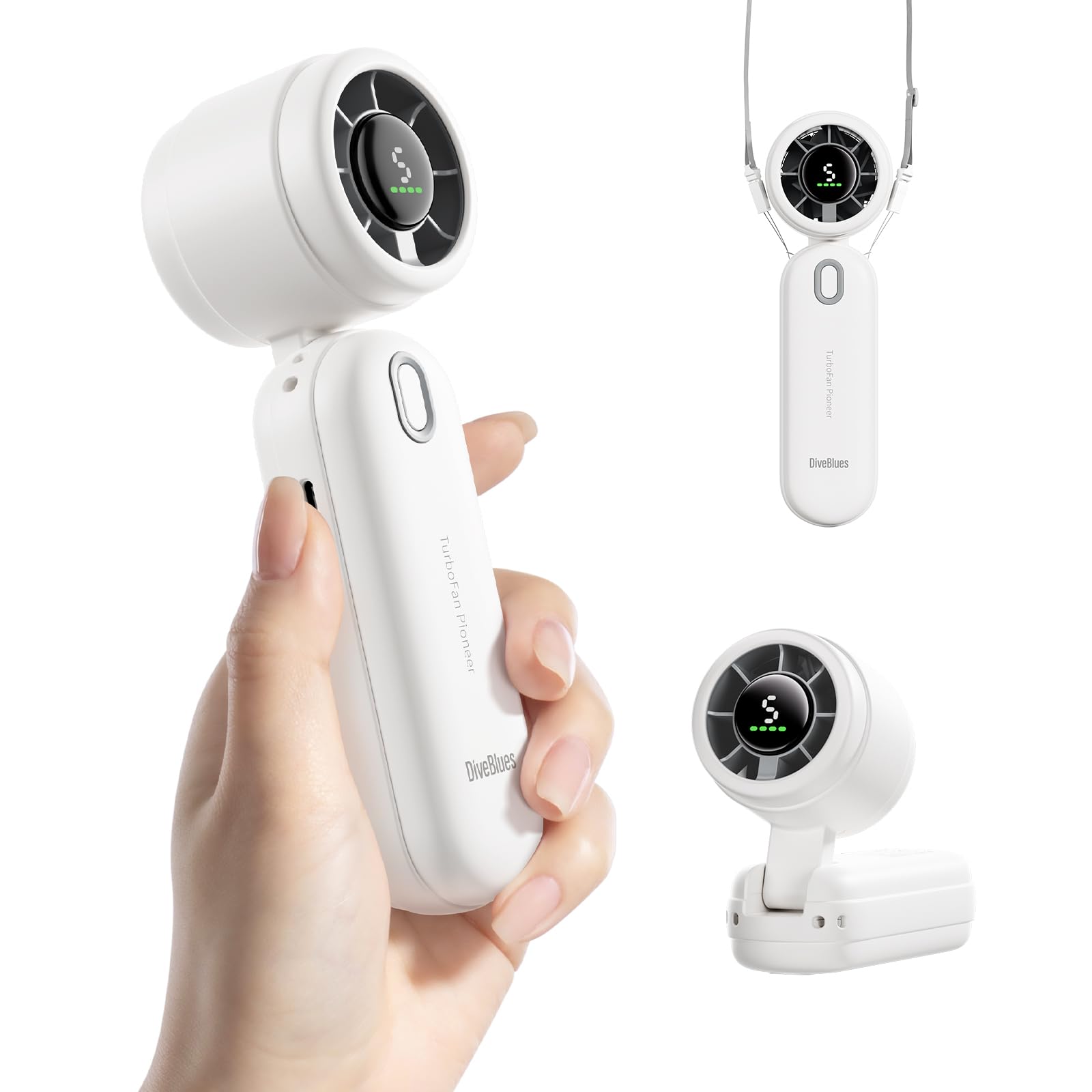 High-Speed Portable Handheld Turbo Fan, Usb Rechargeable Battery Powered, Small Portable Pocket Fan - Koospark