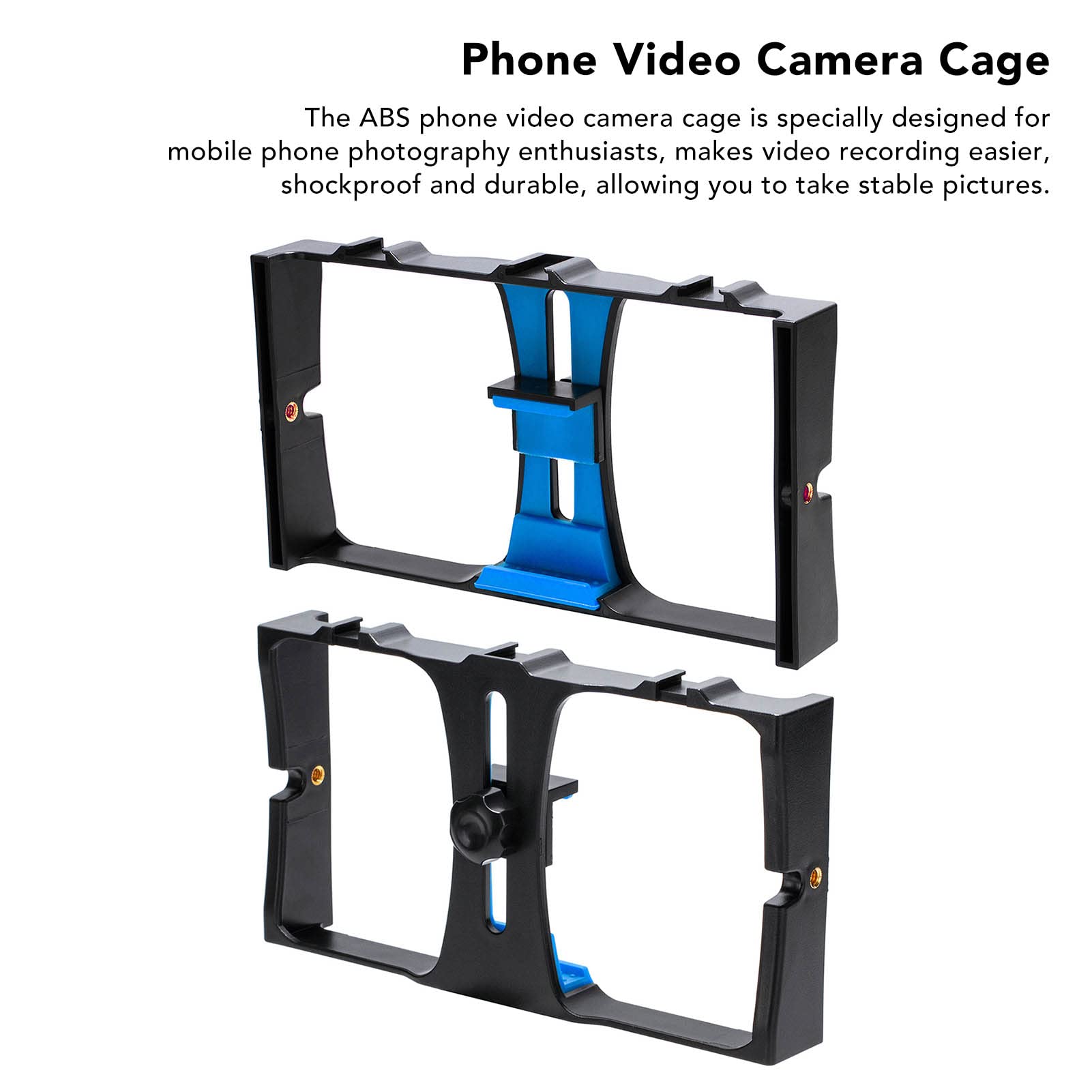 Vbestlife Smartphone Video Rig, 1/4 Inch Screw, Handheld Cell Phone Stabilizer, Phone Video Camera Cage, Support Microphone And Led Video Light, For Live Streaming Vlog(Blue)