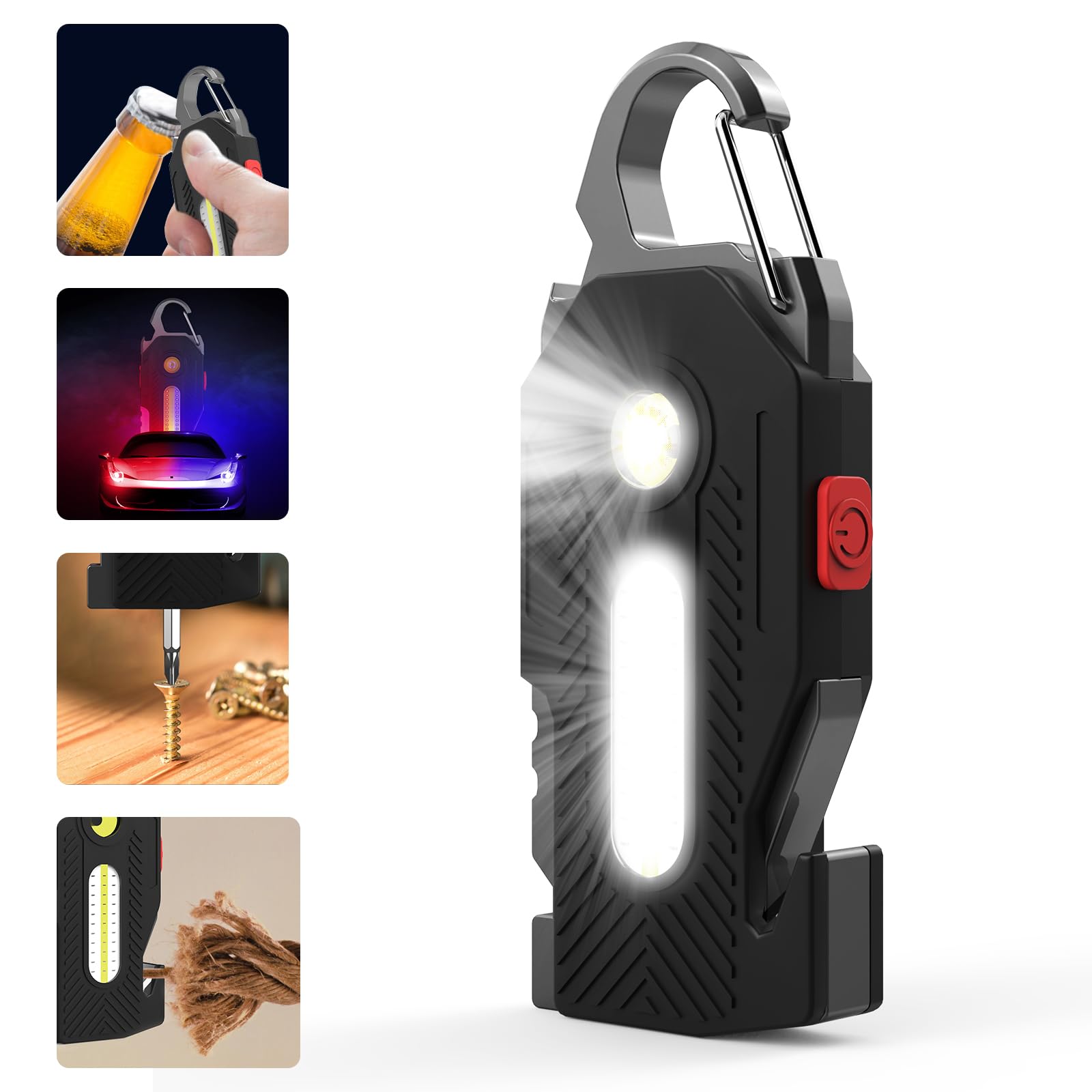 Aropeen Small Flashlight Rechargeable, 6 Lighting Modes Bright Mini Pocket Light, Keychain Flashlight Multifunctional, Keychain Work Lights Powerful For Camping Fishing Hiking Emergency