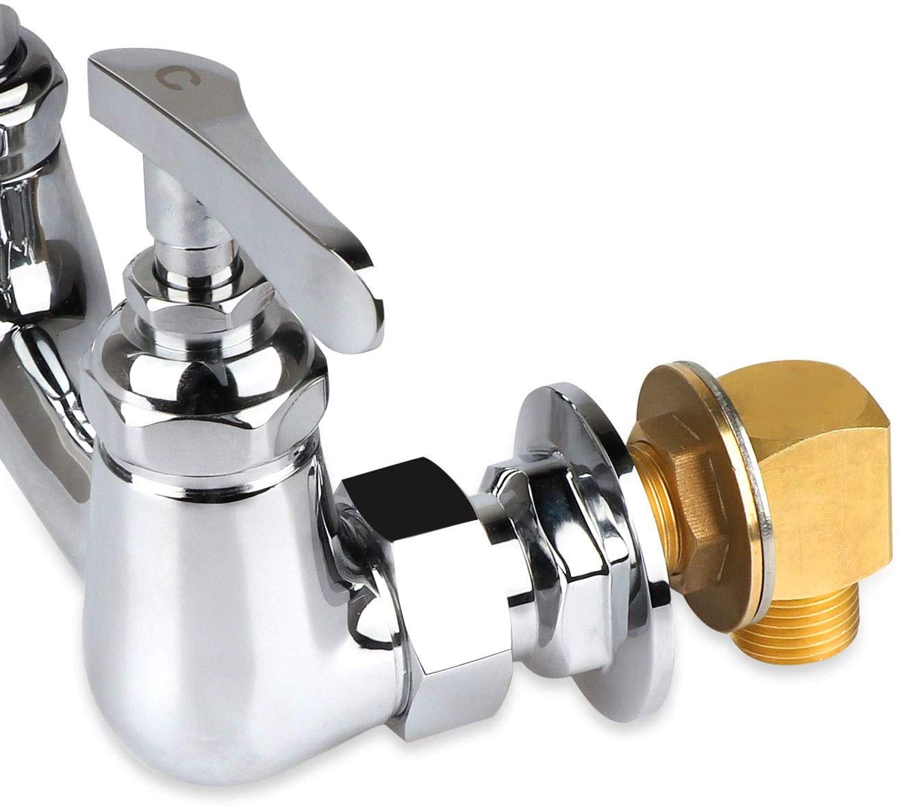 Coolwest Wall Mount Faucet Installation Kit 1/2 Ips To 1/2" Male Backsplash Mounting Kit Connector Adapter Set For Commercial Kitchen Prep & Utility Sink