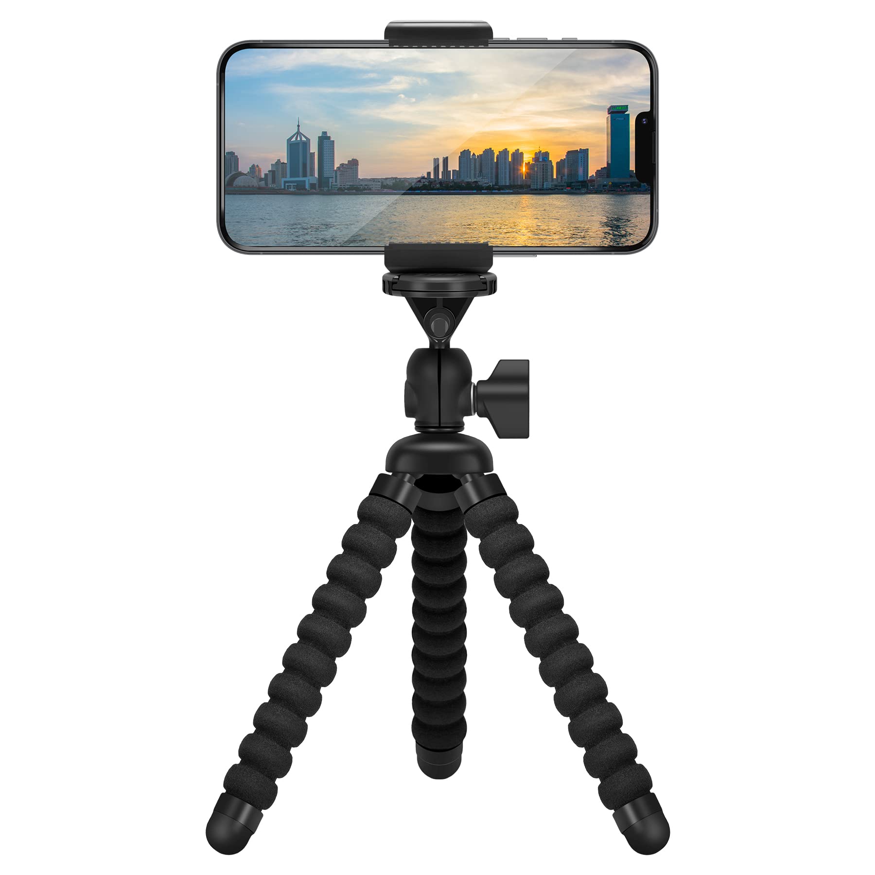 Zton Mini Cell Phone Flexible Tripod Holder, Adjustable Mobile Phone Mount, Universal Octopus Stand For Iphone, Samsung, Camera (S-Black)