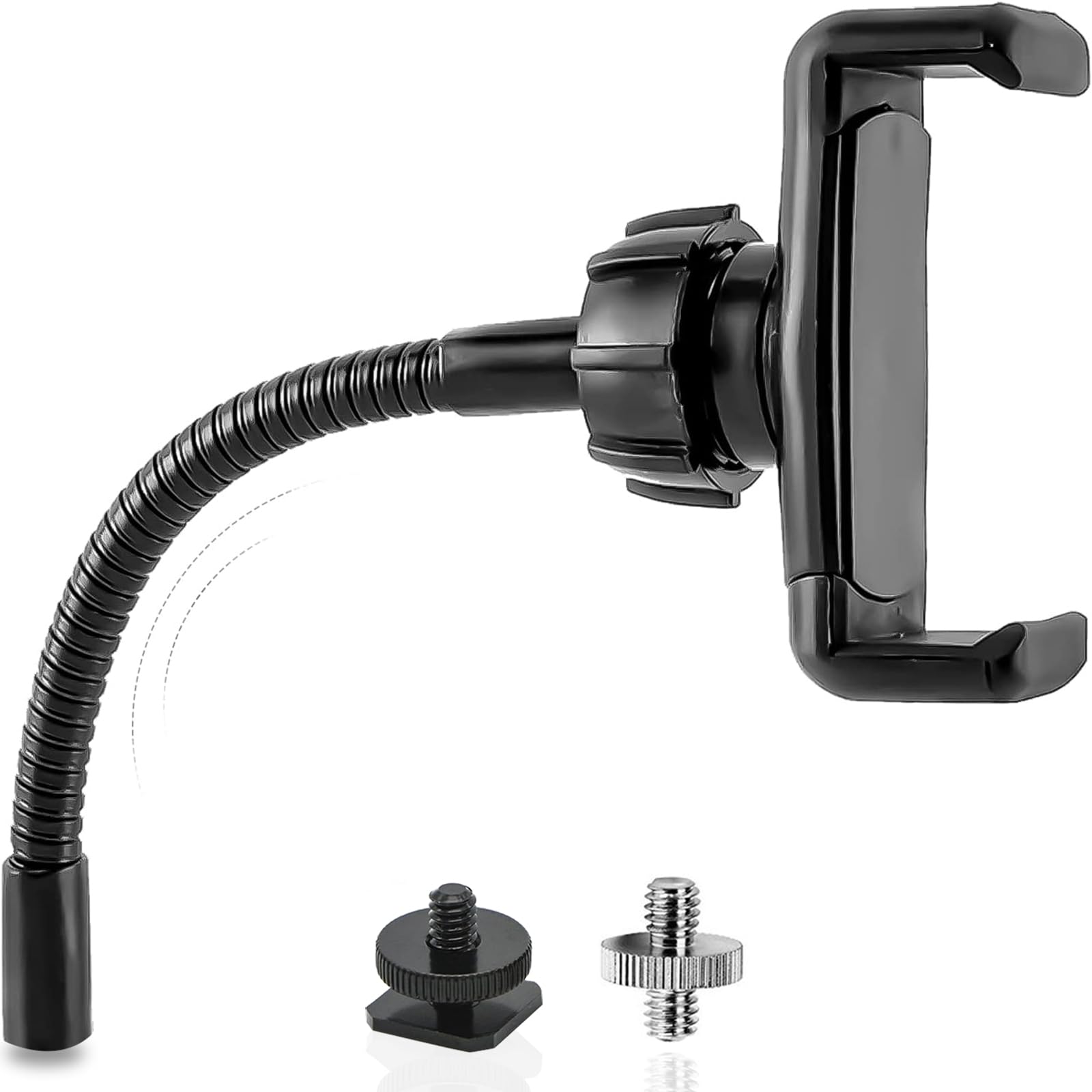 Jctriway Ring Light Phone Holder Universal Phone Holder For Ring Light With 1/4 And Hot Shoe Adapter, Flexible Phone Mount For Ringlight And Tripod Stand