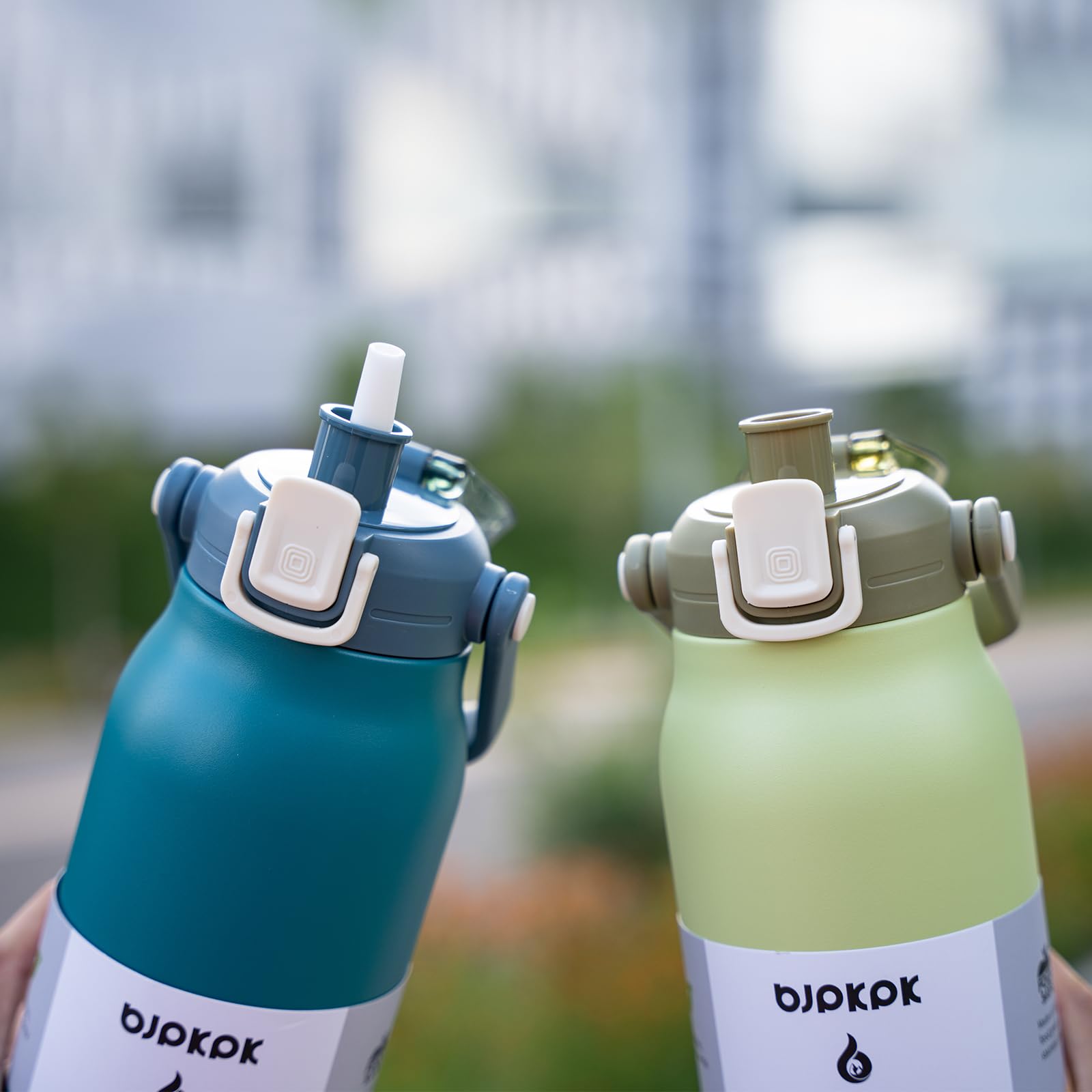 Bjpkpk Insulated Water Bottles With Straw, 45 Oz Stainless Steel Metal Water Bottle With One-Handed