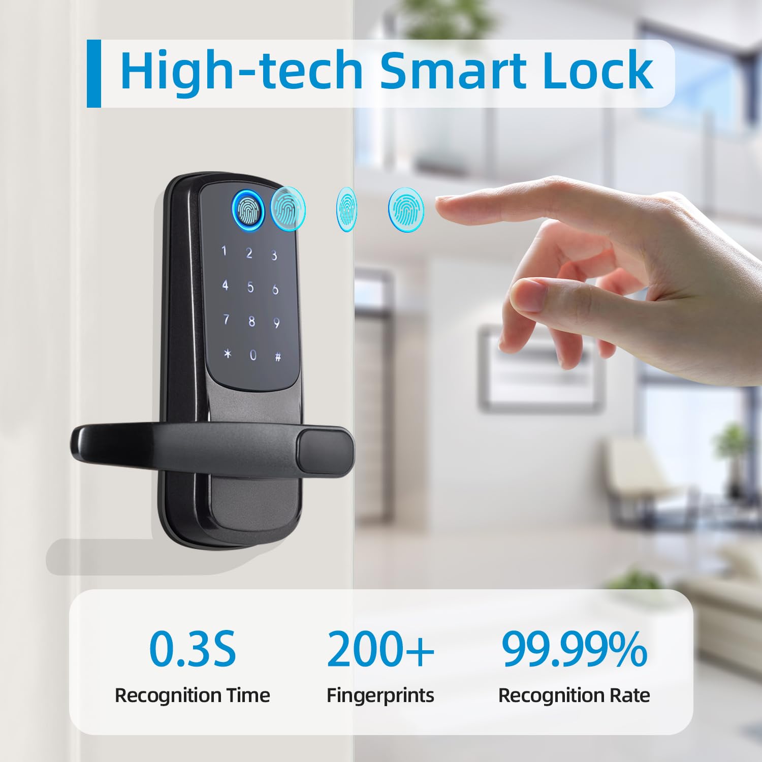 Msr X6 Keypad Smart Door Lock With Handle,Keyless Entry Digital Lock For Front/Interior Door,Fingerprint Electronic Door Knob With App Control,Easy Installation,Smart Locks For Front Door/Bedroom/Office