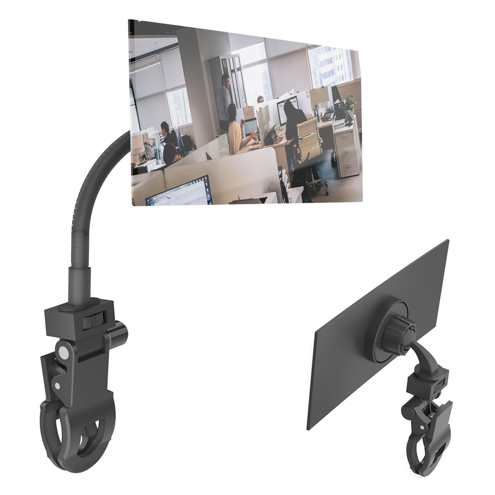Clifod Clip On Mirror For Monitor Desk Rear View, Office Security Cubicle Mirror To See Behind You For The Safety, Clip Convex Mirror With Flexible Arm For Lash Content Creators