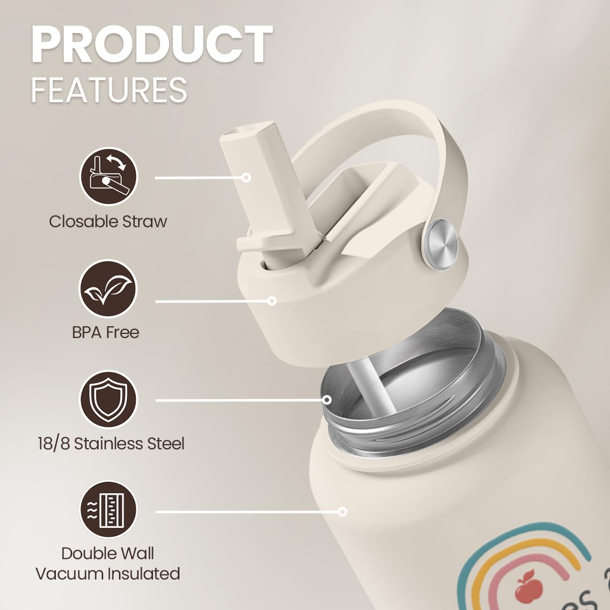 Sandjest Teacher Appreciation - It Takes A Big Heart To Shape Little Minds Water Bottle 32Oz