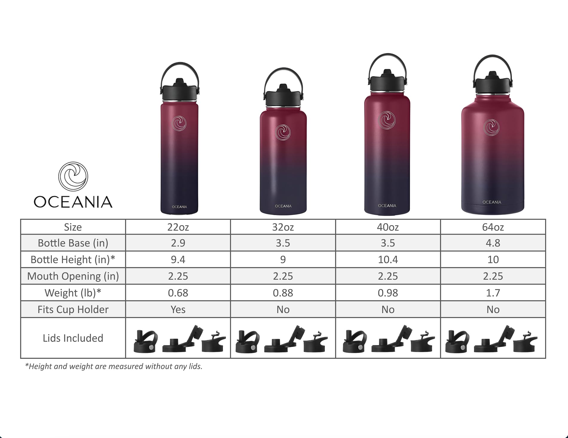 Oceania Flask 32Oz Stainless Steel Water Bottles Modern, Leakproof, Hydro-