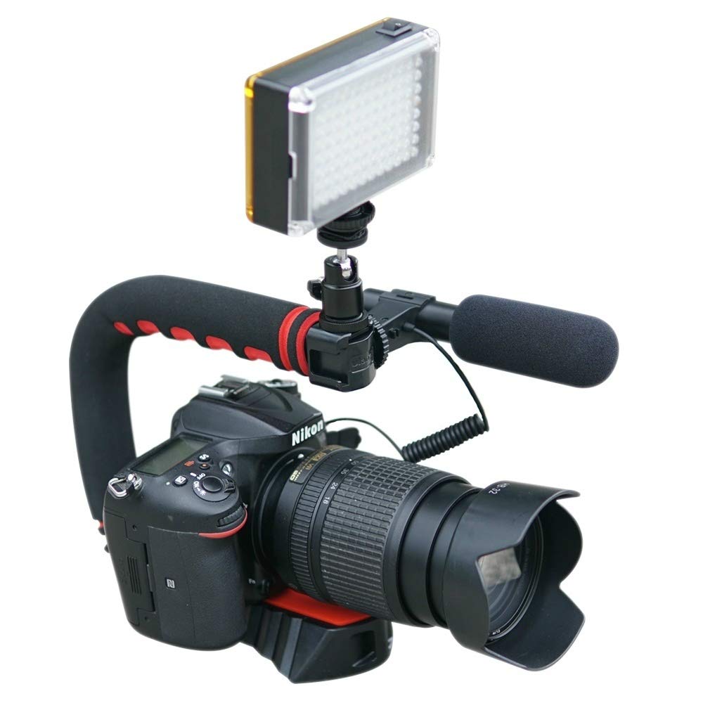 Aoonar Camera Video Stabilizer Handle Video Grip Camera Video Light Triple Shoe Mount For Gopro For Dslr Sony Nikon Canon For Iphone (Set2)