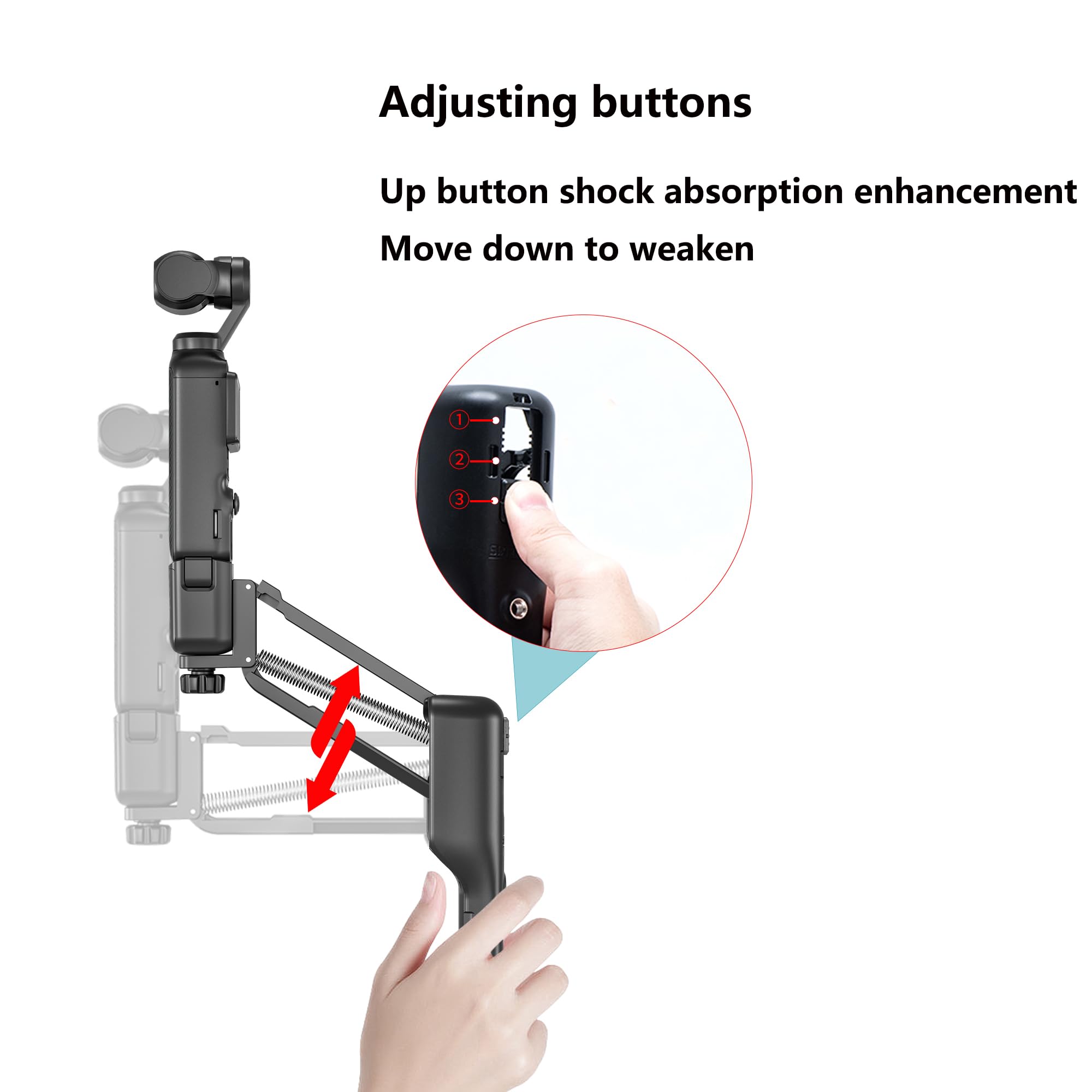 Zlit Portable Z Axis Anti-Shake Shock Absorber Handle Holder Bracket For Dji Osmo Pocket 3 Handheld Stabilizer (Black)