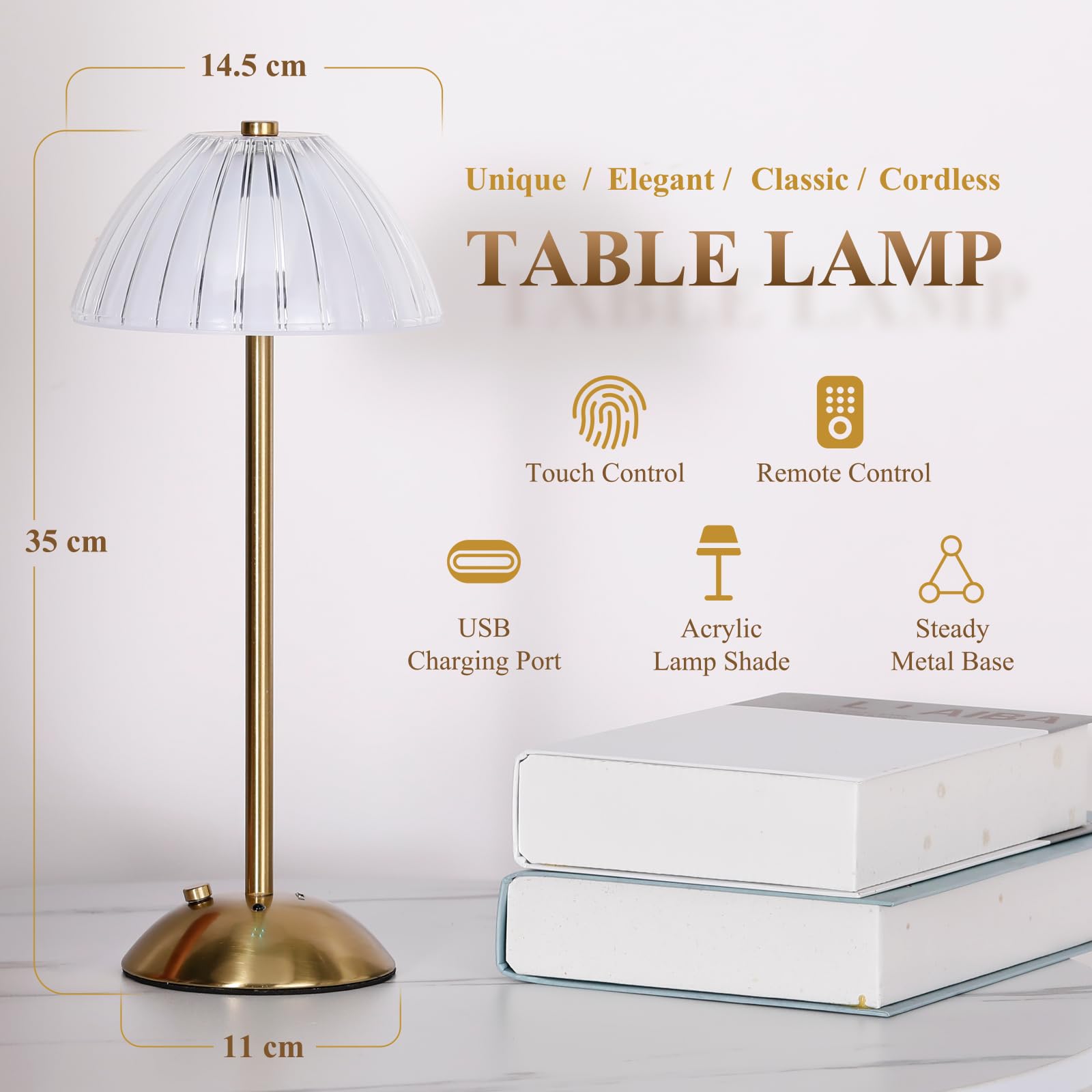 Caallogt Rechargeable Cordless Table Lamp 3 Colors & Rgb Stepless Dimming Led Battery Desk Lamp Portable Touch Control Bedside Lamp With Remote Control For Bars Restaurants Coffee Shop Living Room