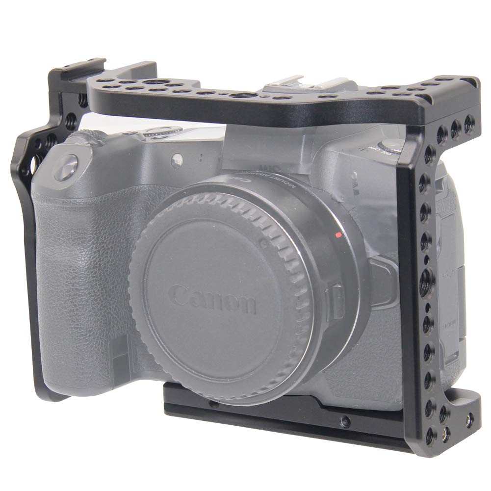 Easy Hood Camera Cage For Canon Eos R, Camera Video Film Movie Making Rig Stabilizer With Cold Shoe Mount And 3/8 1/4 Inch Thread Hole For Magic Arm Microphone Video Light Monitor