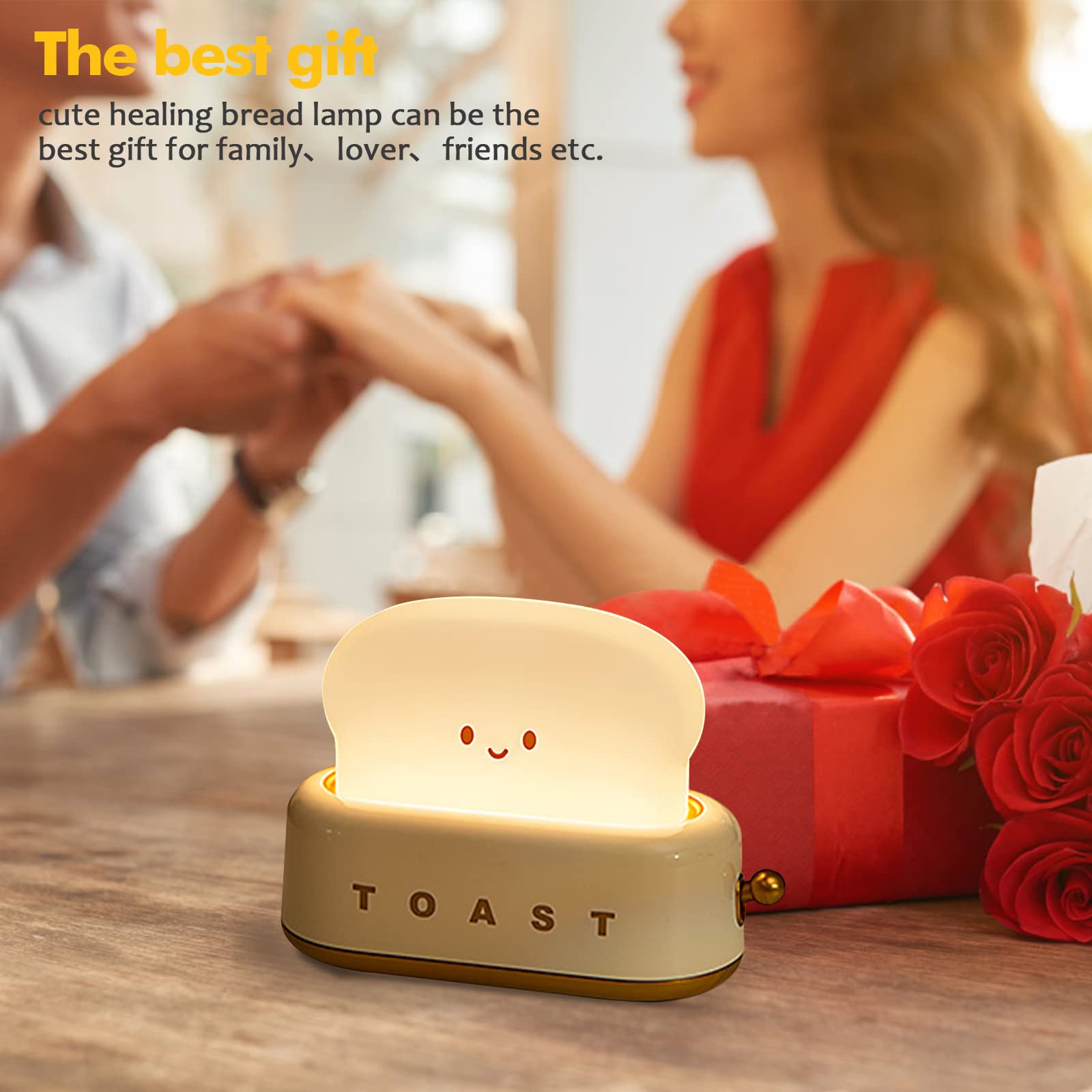 Qanyi Small Table Lamp, Cute Toast Bread Led Bedroom Nightstand Light With Timer And Rechargeable, Cool Birthday For Baby Kids Children Girls Boys