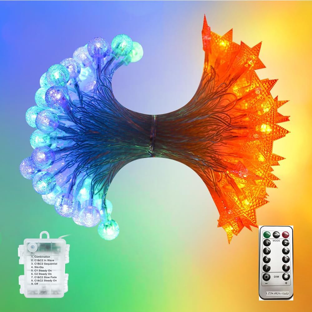 Hconce Led Globe Crystal Color Changing String Lights Battery Operated 33 Ft 80 Led Fairy Lights With Remote, Indoor Outdoor Christmas Lights For Bedroom, Parties, Wedding