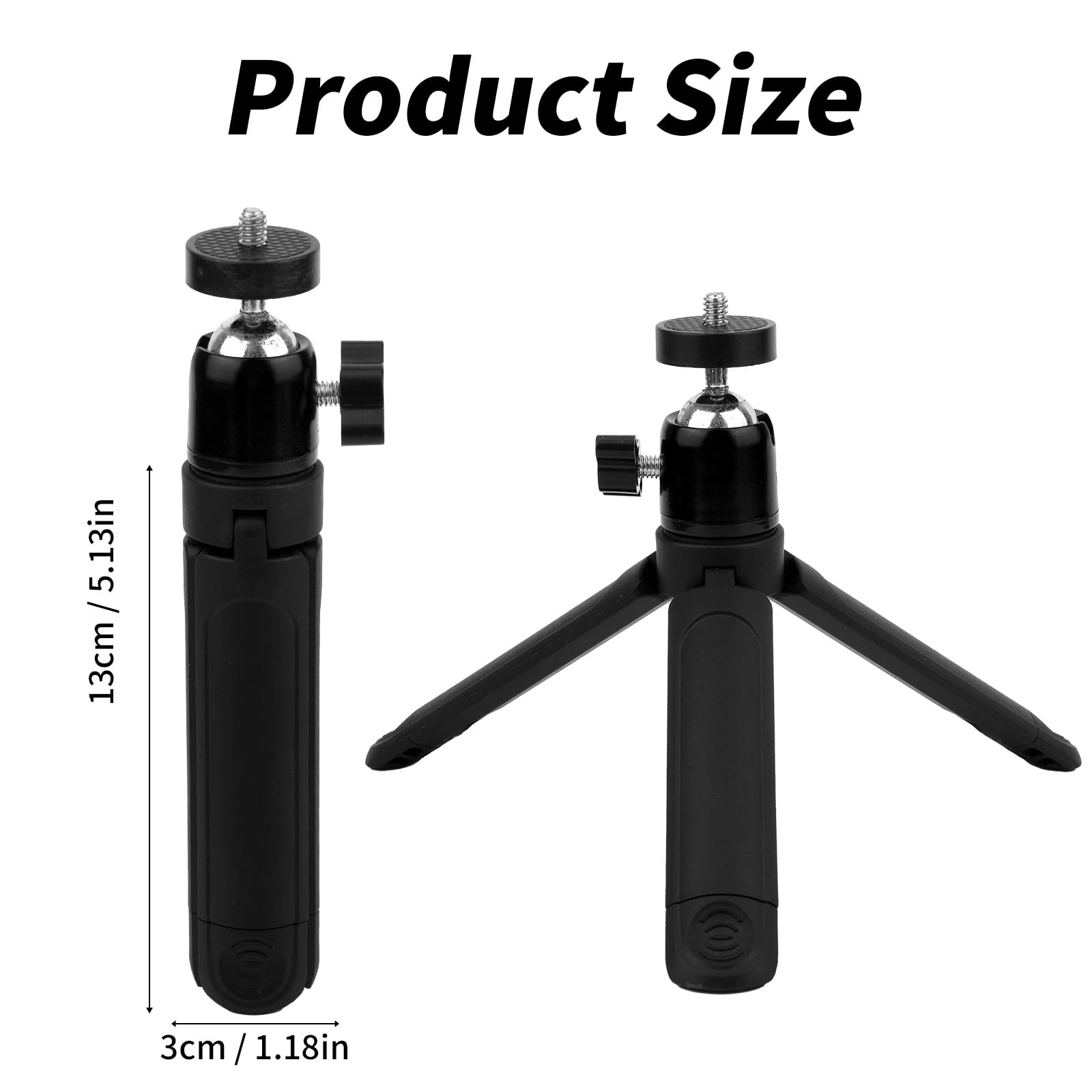 Gosknor Travel Mini Tripod For Dji Osmo Pocket 3 & 2, 1/4" Threaded Portable Tabletop Stand, Black Cameras Mount Compatible With Osmo Pocket 3 & 2 (Tripod Head Included)