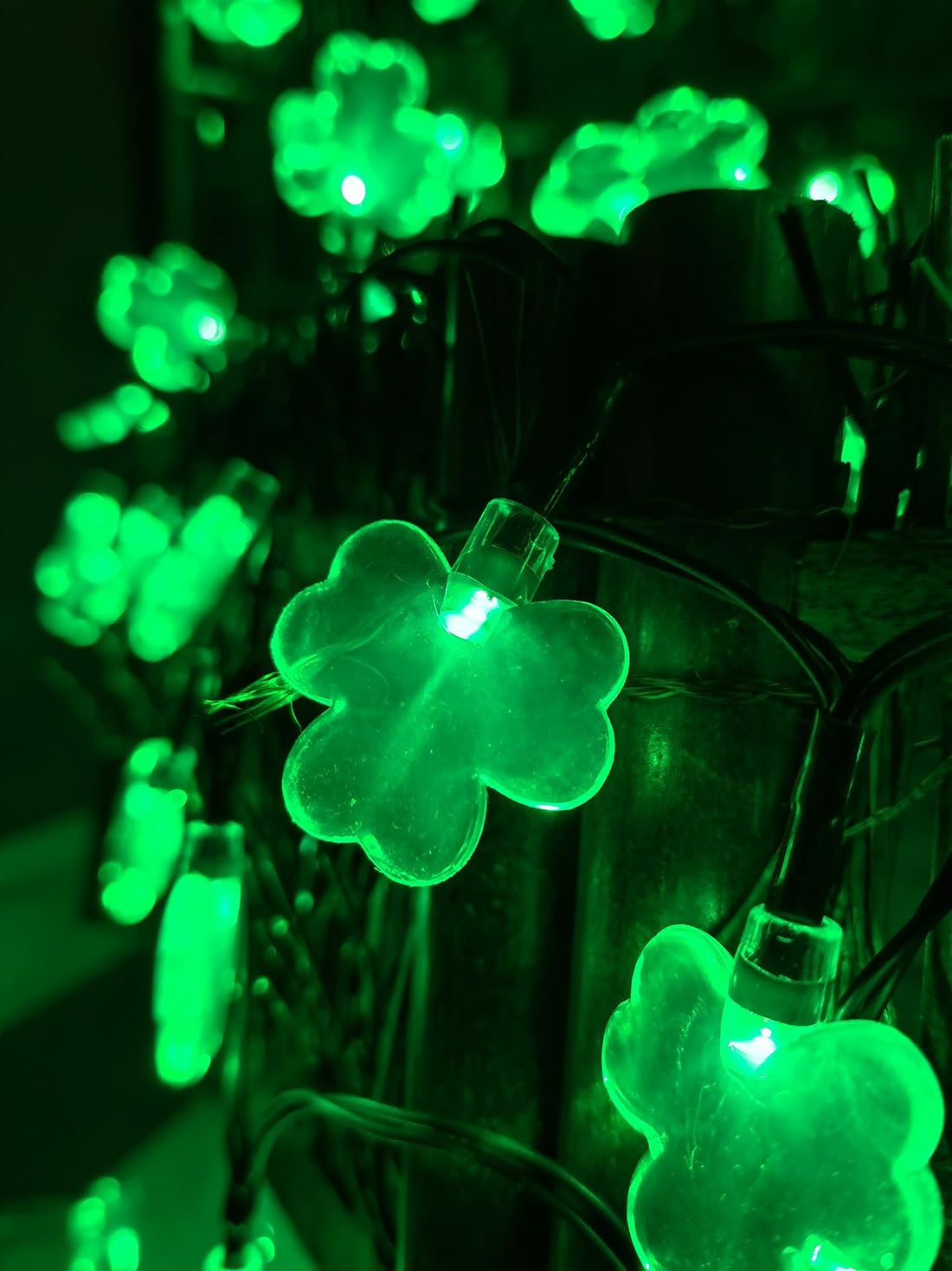 Viewpick Solar St Patricks Day Decorations Shamrock String Lights, 20Ft 50 Led Lucky Clover Green Lights, Outdoor Waterproof 8 Lighting Mode Lights For St. Patrick'S Day Home Irish Green Decoration