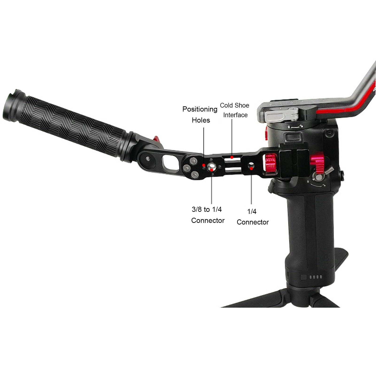 Zunate Handheld Camera Stabilizer Grip, Aluminium Alloy Video Rig Stabilizing Handleld Grip, Multi Hole Extension Video Action Stabilizing Handle Grip For Rs2 Rs3 Rsc2