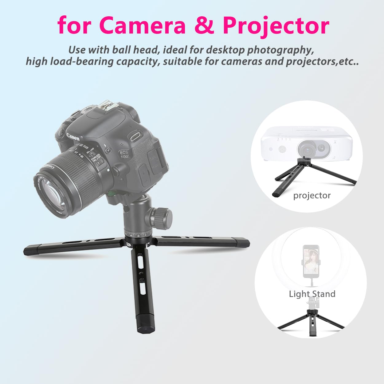 Akeipho Adjustable Aluminum Mini Tripod, Desktop Tabletop Tripod Stand For Dslr Cameras, Zhiyun Weebill/Smooth/Crane, Dji Ronin S/Sc/Rsc/Rs,Osmo Mobile,Stabilizer Handle (Standard)