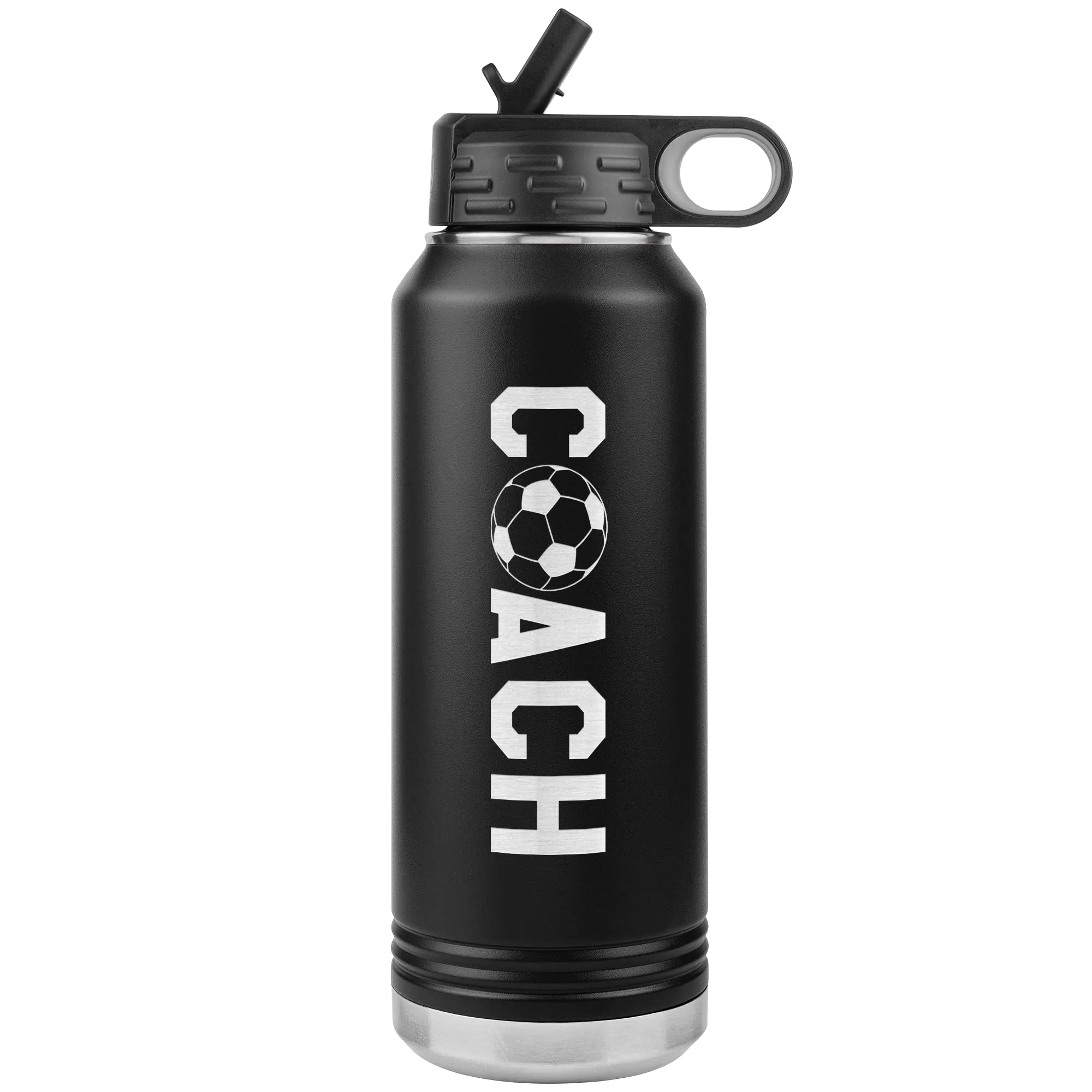 Soccer Coach Water Bottle - 32Oz Insulated Engraved Stainless Steel Flip Top