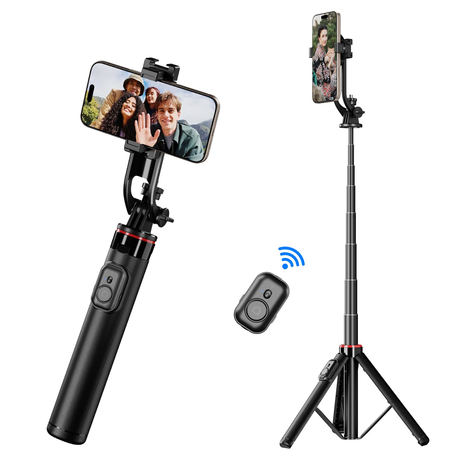 Yoovei Magnetic Selfie Stick Tripod With Wireless Remote,All-In-One Phone Tripod Extendable Phone Stand For Magsafe,Stand Compatible With Iphone Android And All Cell Phones