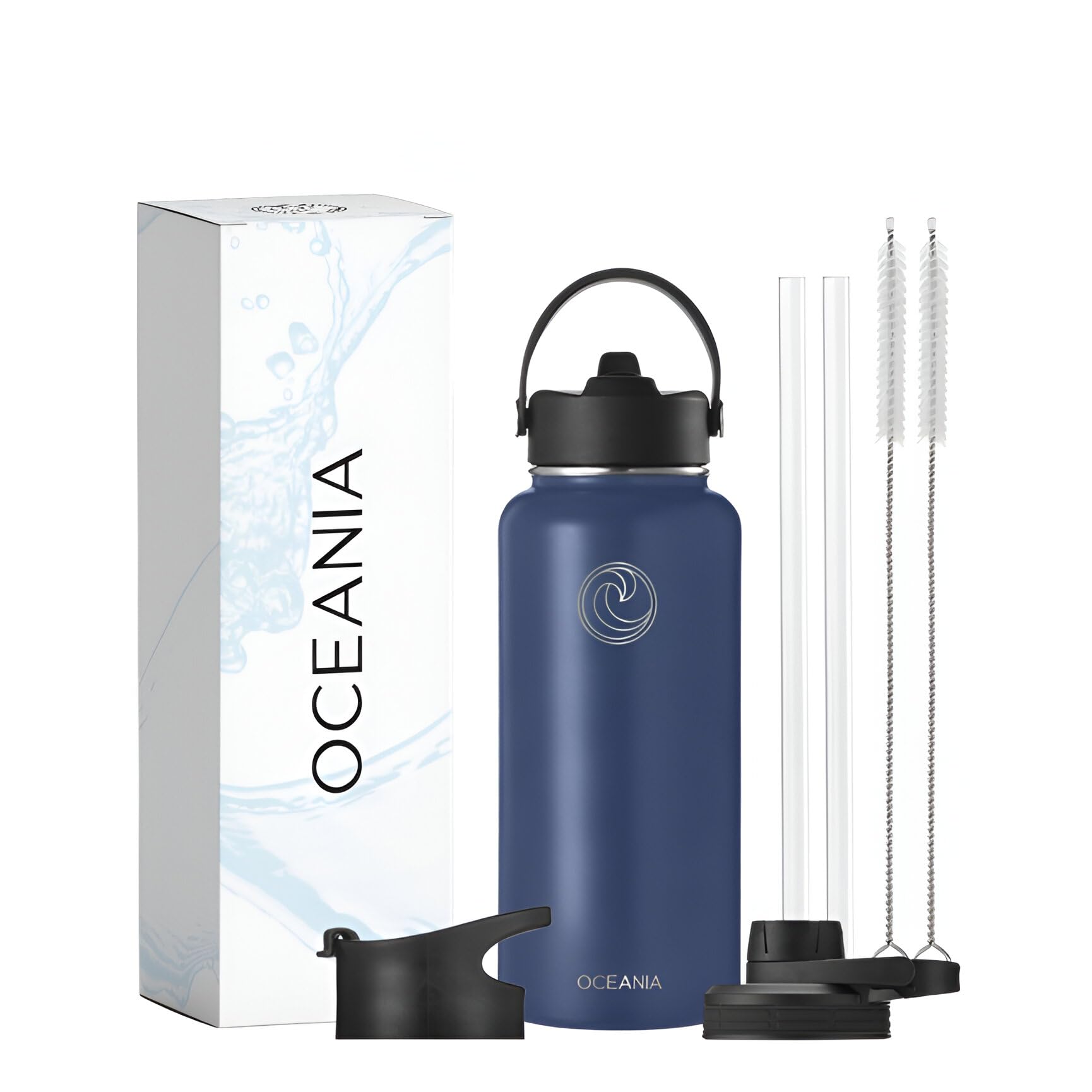 Oceania Flask 32Oz Stainless Steel Water Bottles Modern, Leakproof, Hydro-