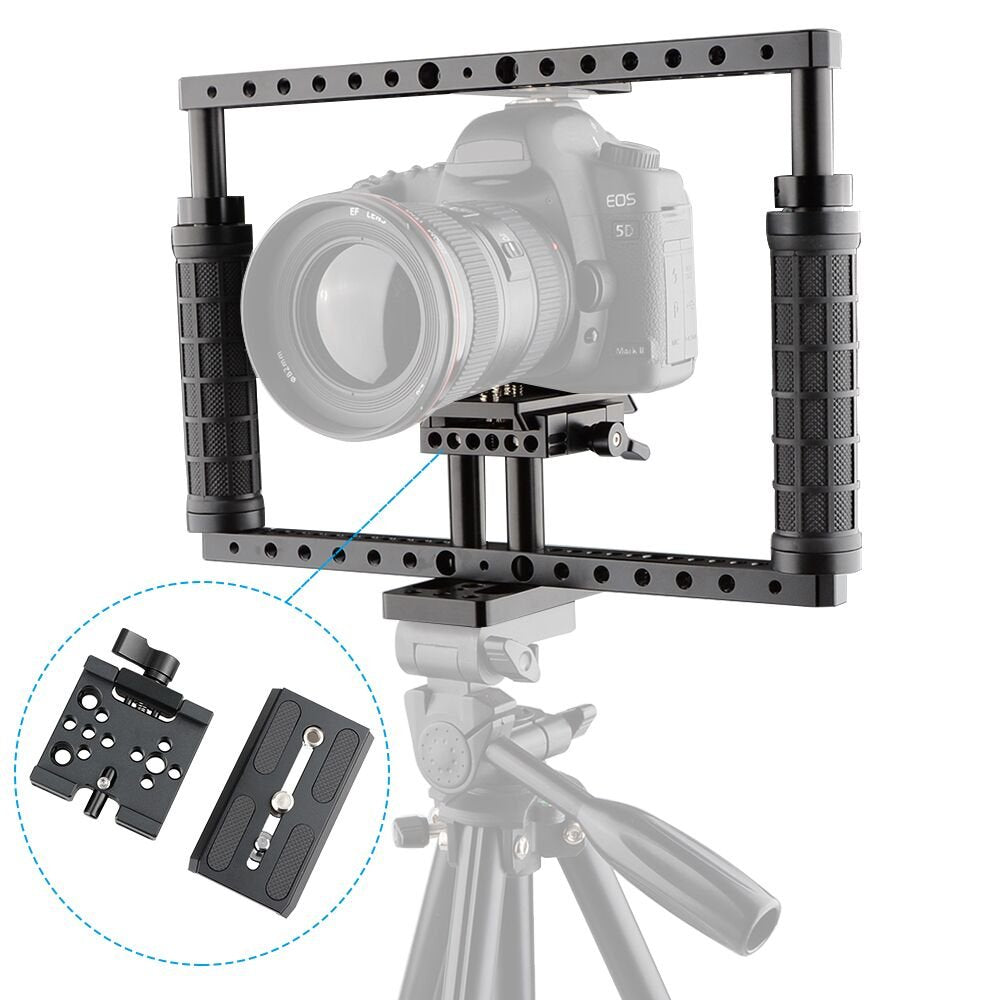 Camvate Battery Grip Camera Cage Adjustable With Quick Release Baseplate - 1772