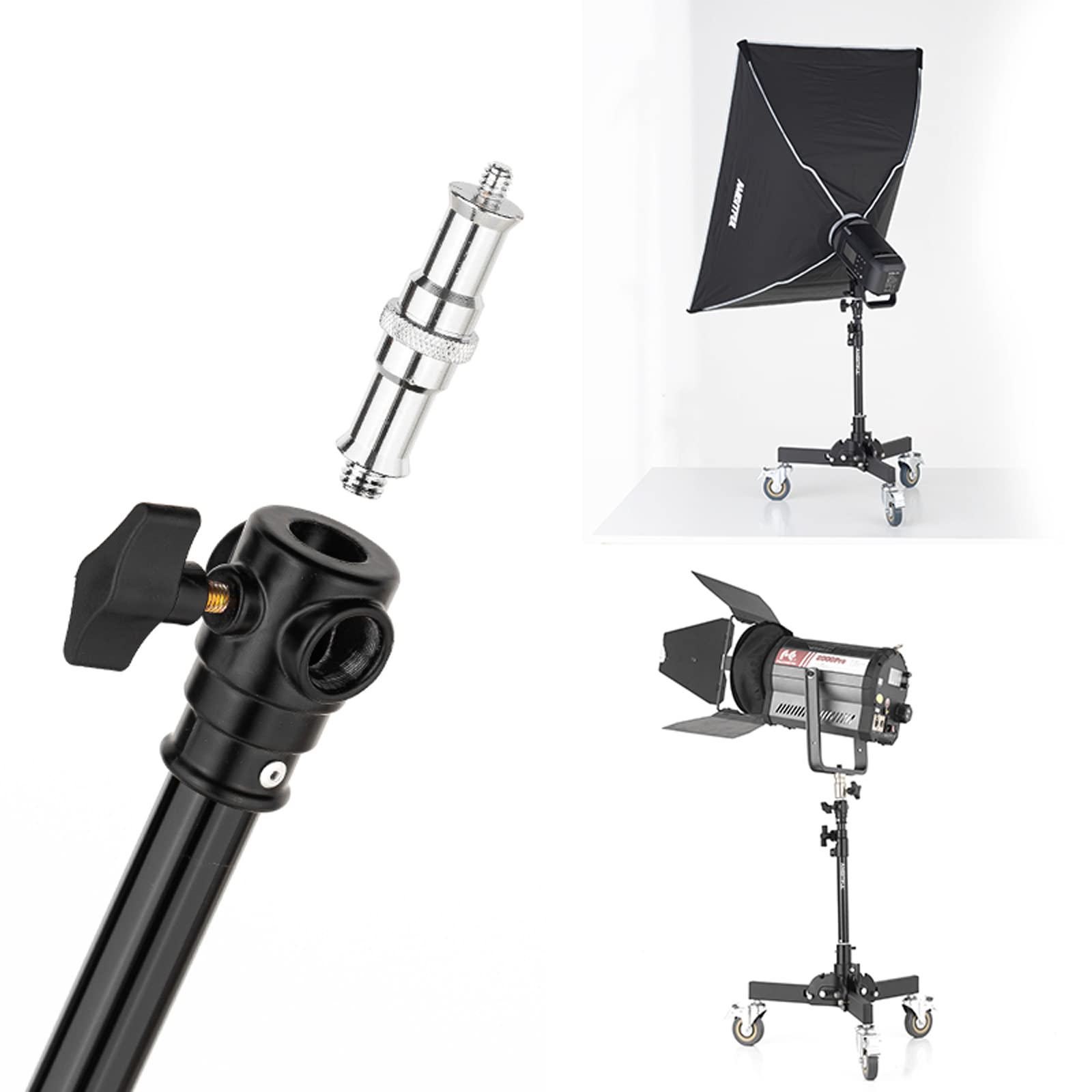 Ambitful 61-81Cm/21-31.9" Profession Removable Very Sturdy Folding Floor Light Stand And Wheels For Studio Flash Led Light