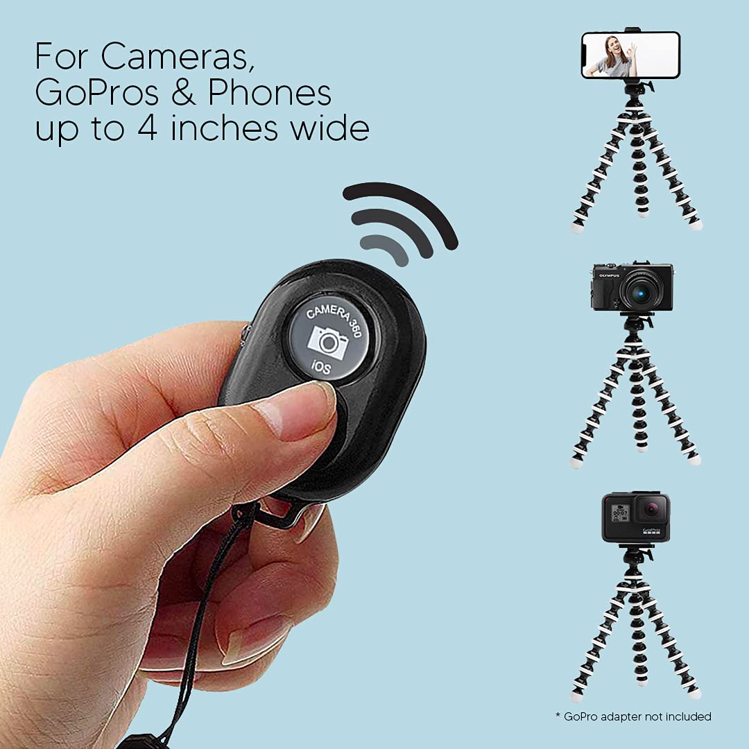 Talkworks Flexible Phone Tripod, Black & Ubeesize 51" Extendable Tripod Stand With Bluetooth Remote For Iphone Android Phone, Heavy Duty Aluminum, Lightweight