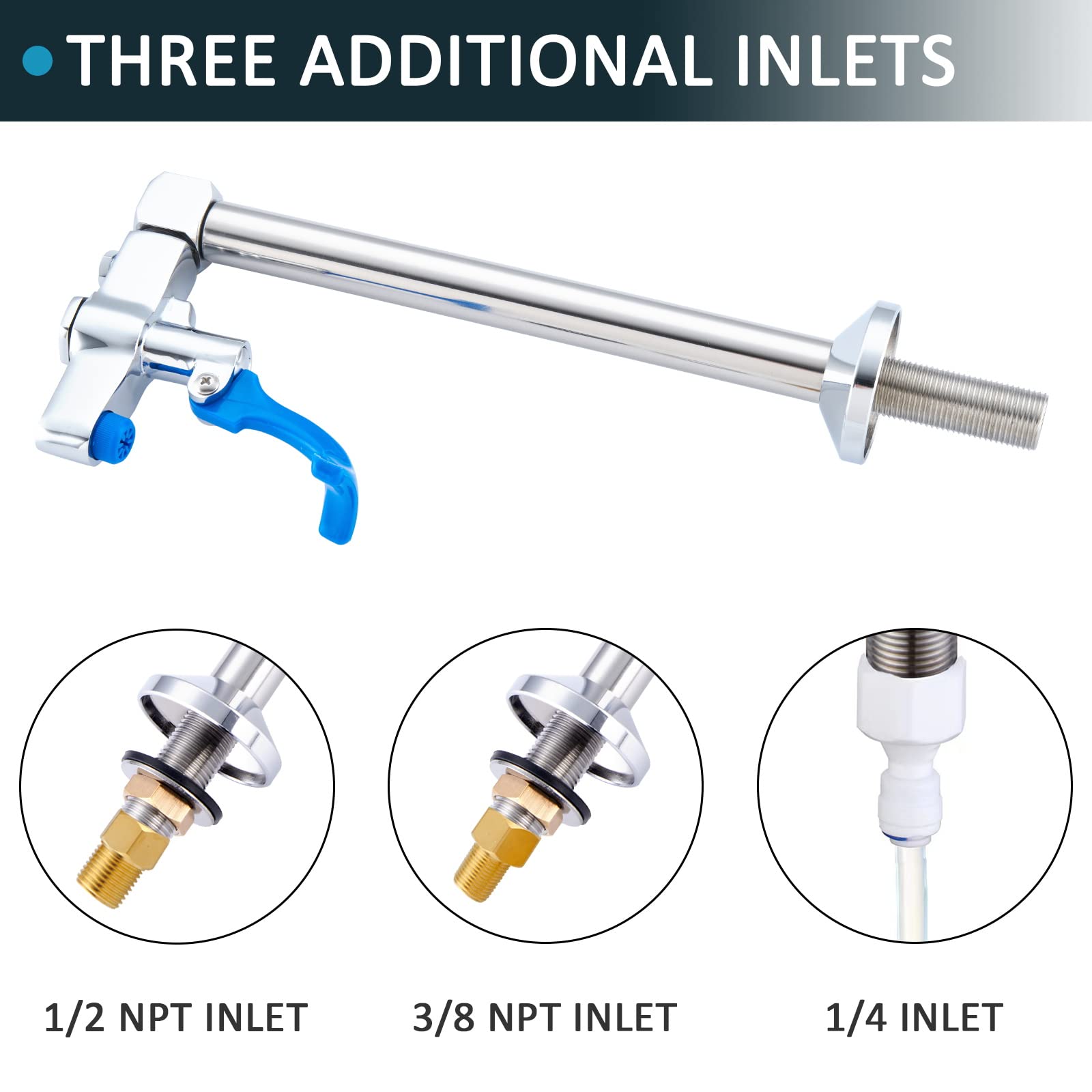 Favorpo Glass Filler 10 Inches Deck Mount Faucet Glass Filling Station Water Station For Restaurants Kitchen Bar G1/2" Male With 3 Connector Adapter Brass Structure