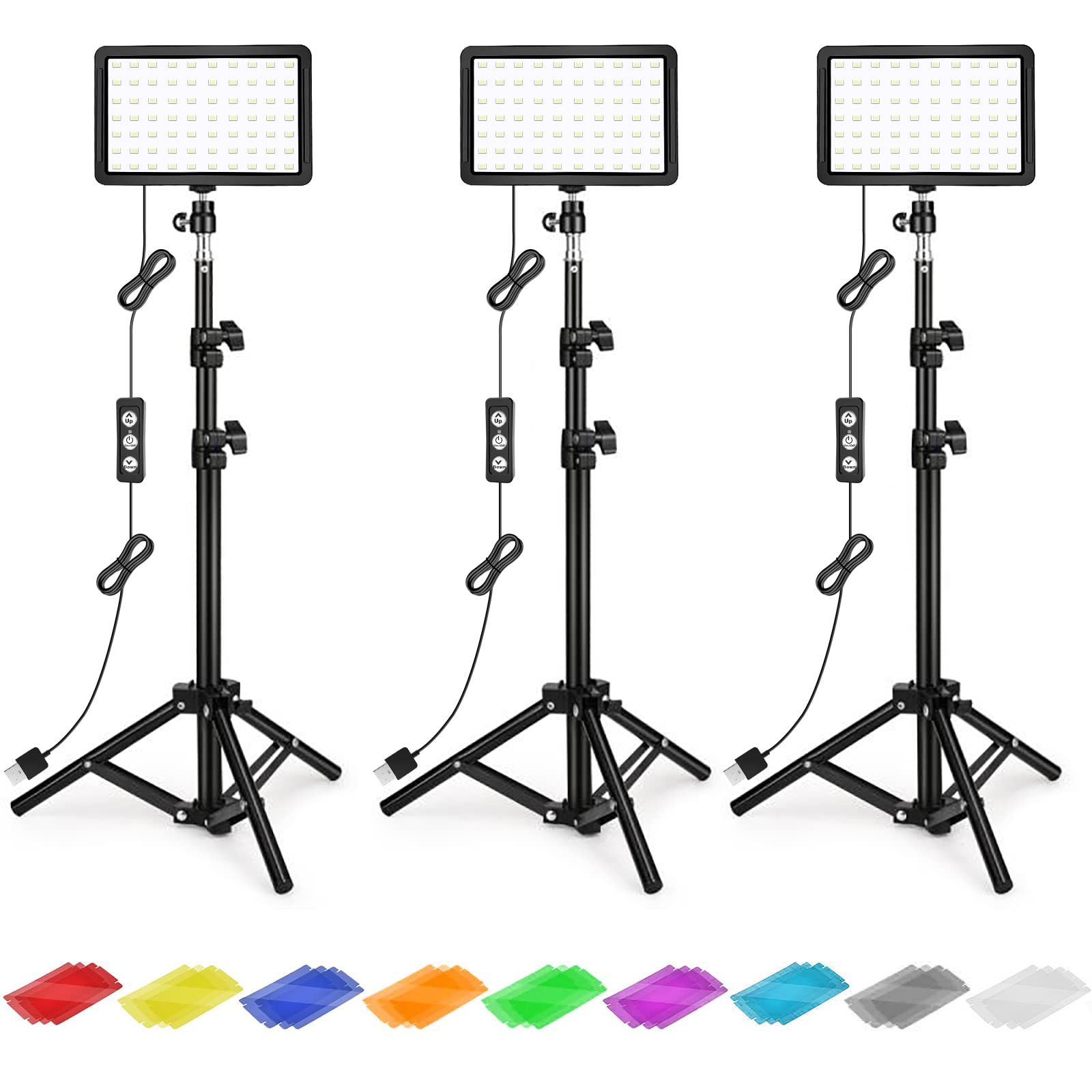 Altson Photography Lighting Kit Dimmable 5600K Usb Led Video Studio Streaming Lights With Adjustable Tripod Stand And Color Filters For Table Top/Photo Video Shooting