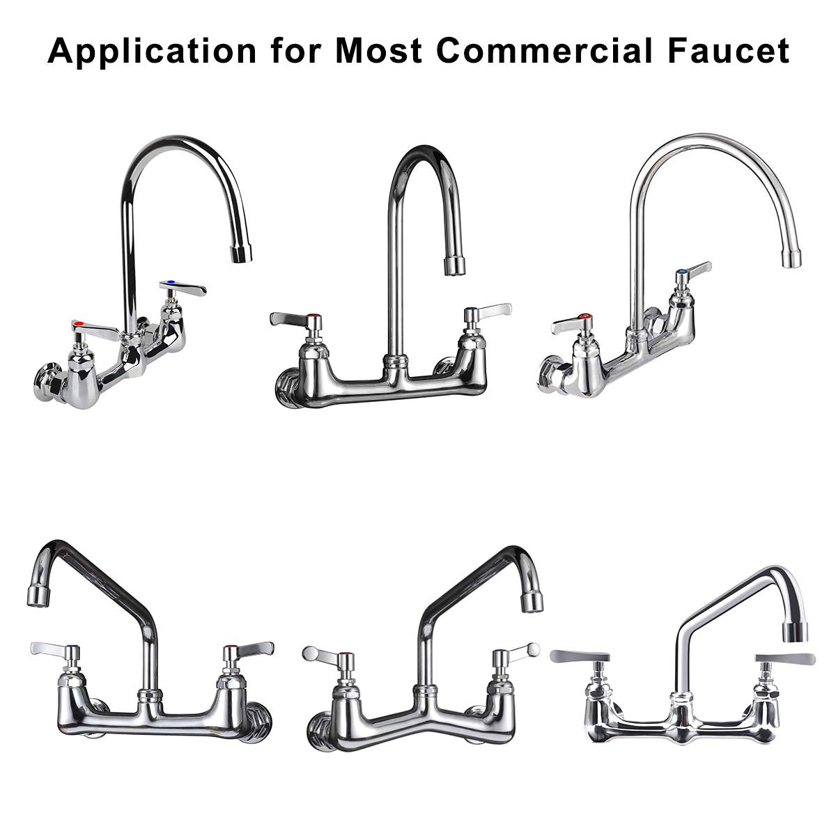 Kwode Gooseneck Swivel Spout 8 Inch Replacement Kit With Swing Nozzle For Commercial Kitchen Sink Faucet 360 Degree Stainless Steel Add-On Spout, Chrome Finish(With M251.25 Connector)