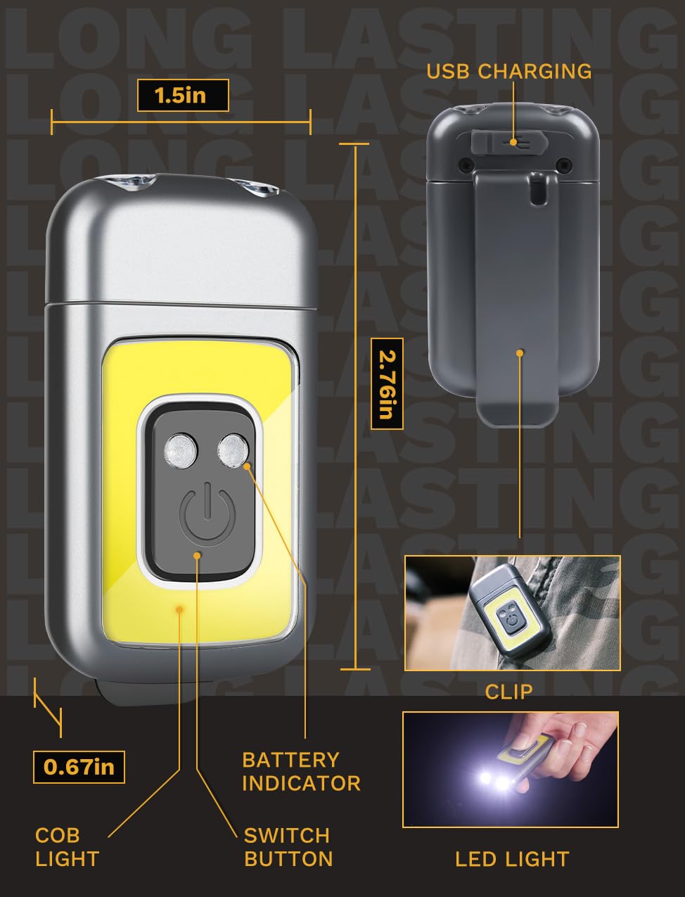 Yls Clip On Running Light, 5 Lighting Modes Led Running Flashlight Portable Weatherproof Hat Light Rechargeable Night Running Lights Lightweight Hat Clip Light For Running Camping Hiking Jogging