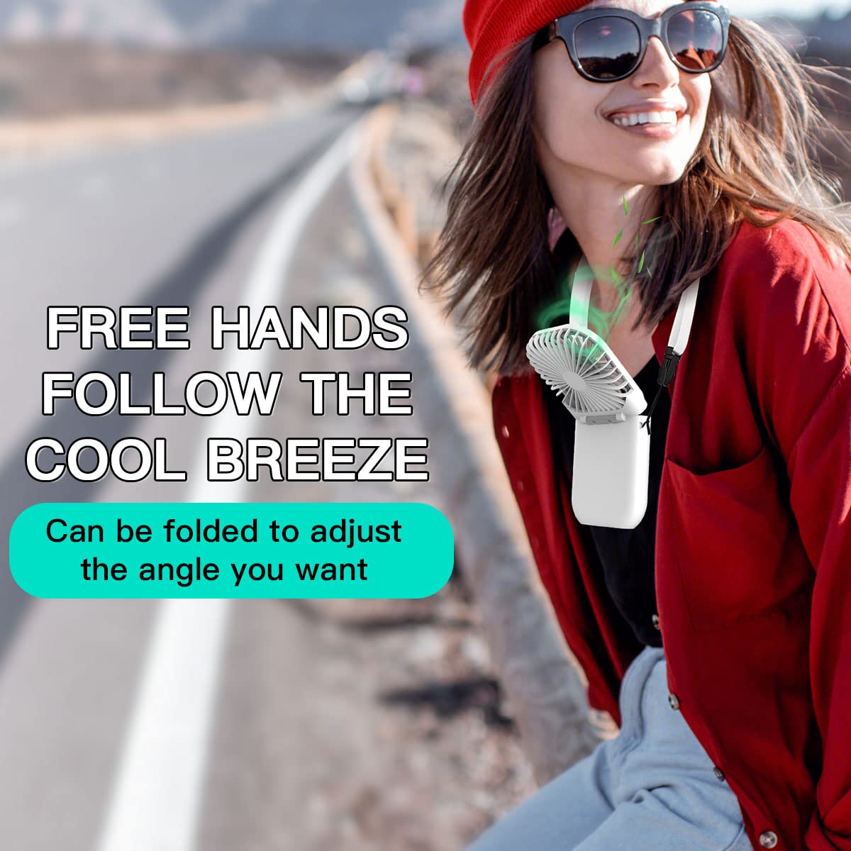 Mini handheld fan by Aicase, rechargeable via USB, 6-in-1 design, ideal for hot weather and travel