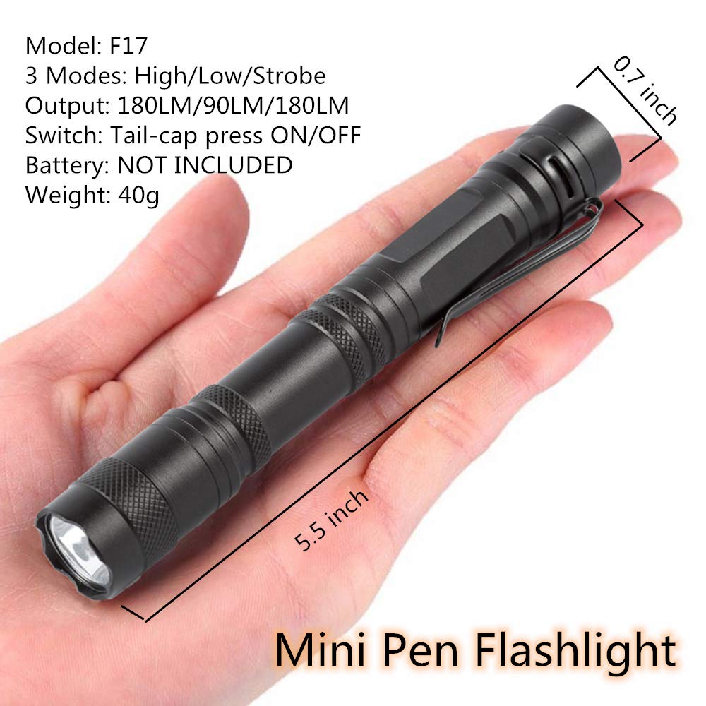 Cosmoing Pen Flashlight, 3 Modes Small Pen Light Flashlight, Super Bright Powered By 2Xaa Battery(Not Included) Ip54 Waterproof With Pocket Clip Penlight For Camping, Inspection, Medical, Emergency