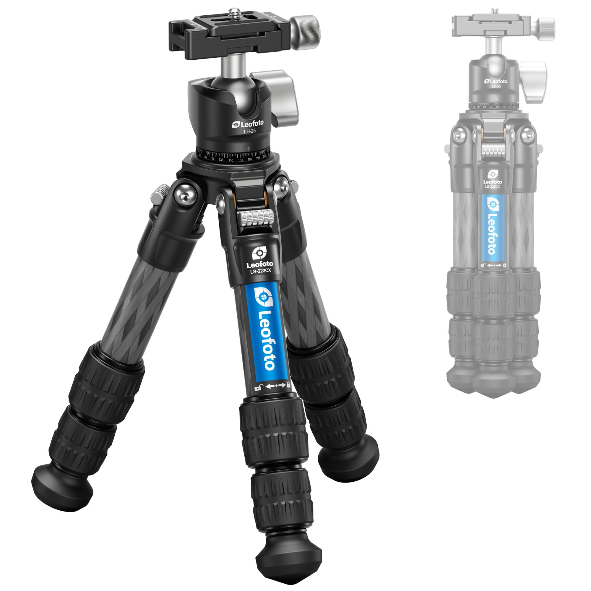 Leofoto Carbon Fiber Travel Tripod With 360° Ball Head, Mini Desktop Tripod For Dslr Camera, Folded Height 10.6", Max Height 14.5″, Max Load 10Kg/22Lbs