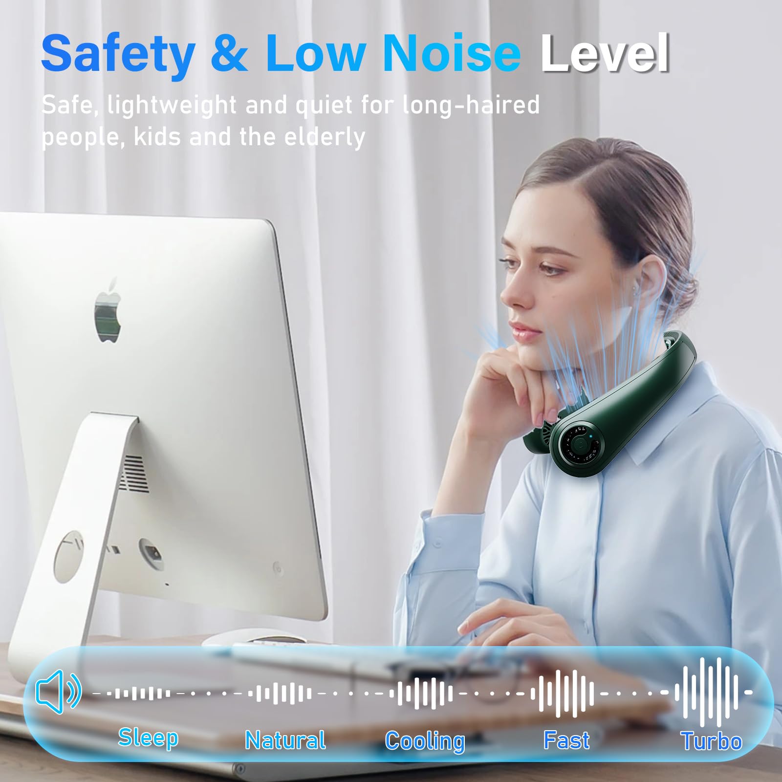 Neck Fan - Portable Neck Fan With Neck Support, 5 Speeds, All Around Airflow, Hand-Free Bladeless