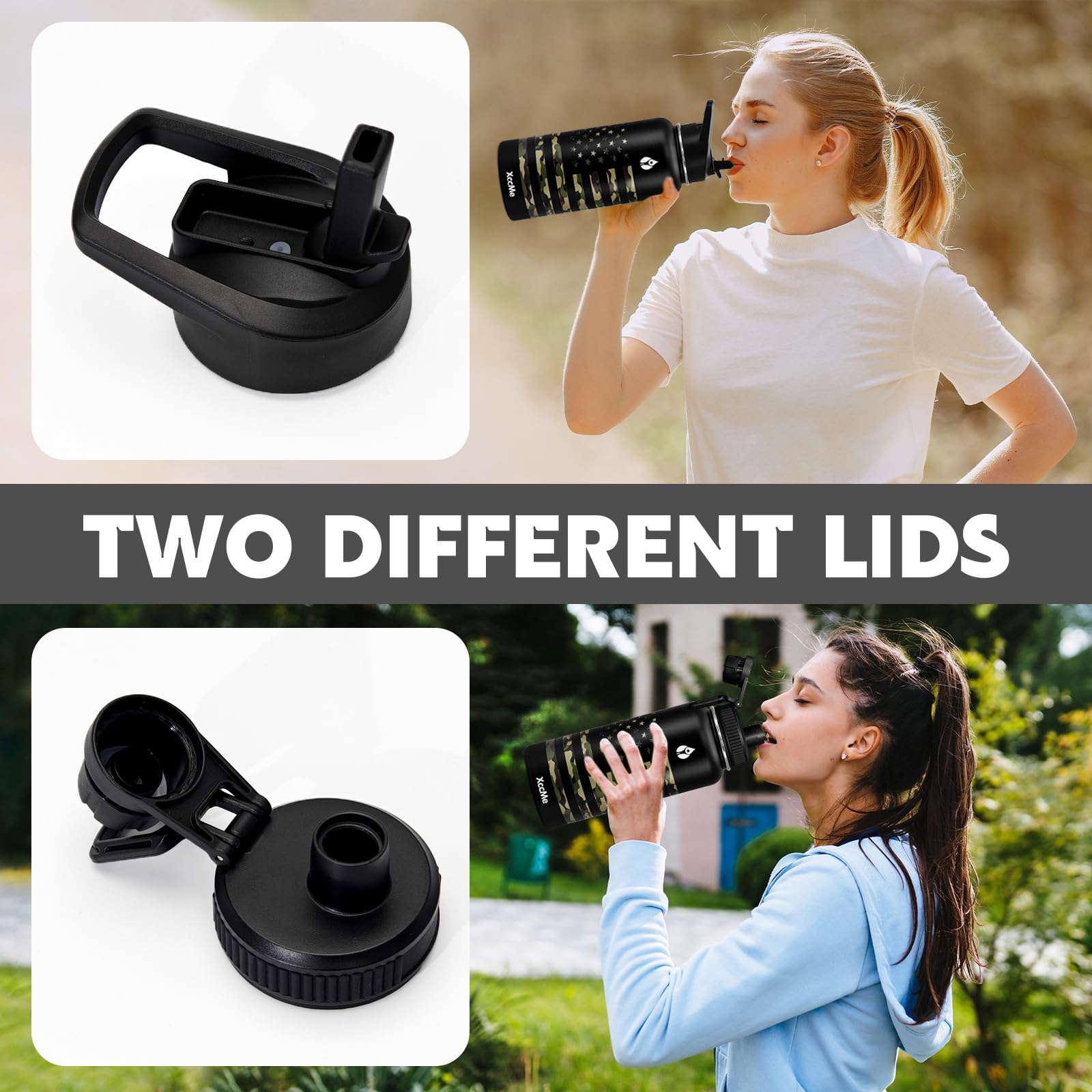 32 Oz Insulated Water Bottle,Stainless Steel Leak Proof Water Bottles,Wide Mouth Double Walled