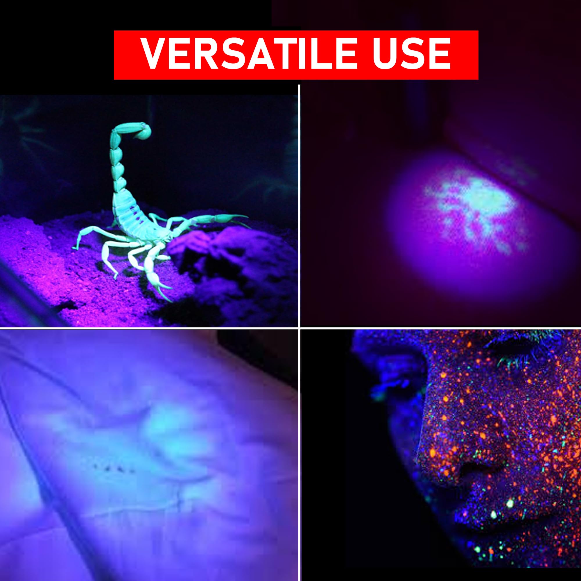 Fadomall Uv Flashlight 365Nm & 395Nm Ultraviolet Black Light Flashlights For Pet Urine Stains, Scorpions Detection, Zoomable Led Blacklights For Resin Curing, Uranium Glass, Gas Leak Inspection