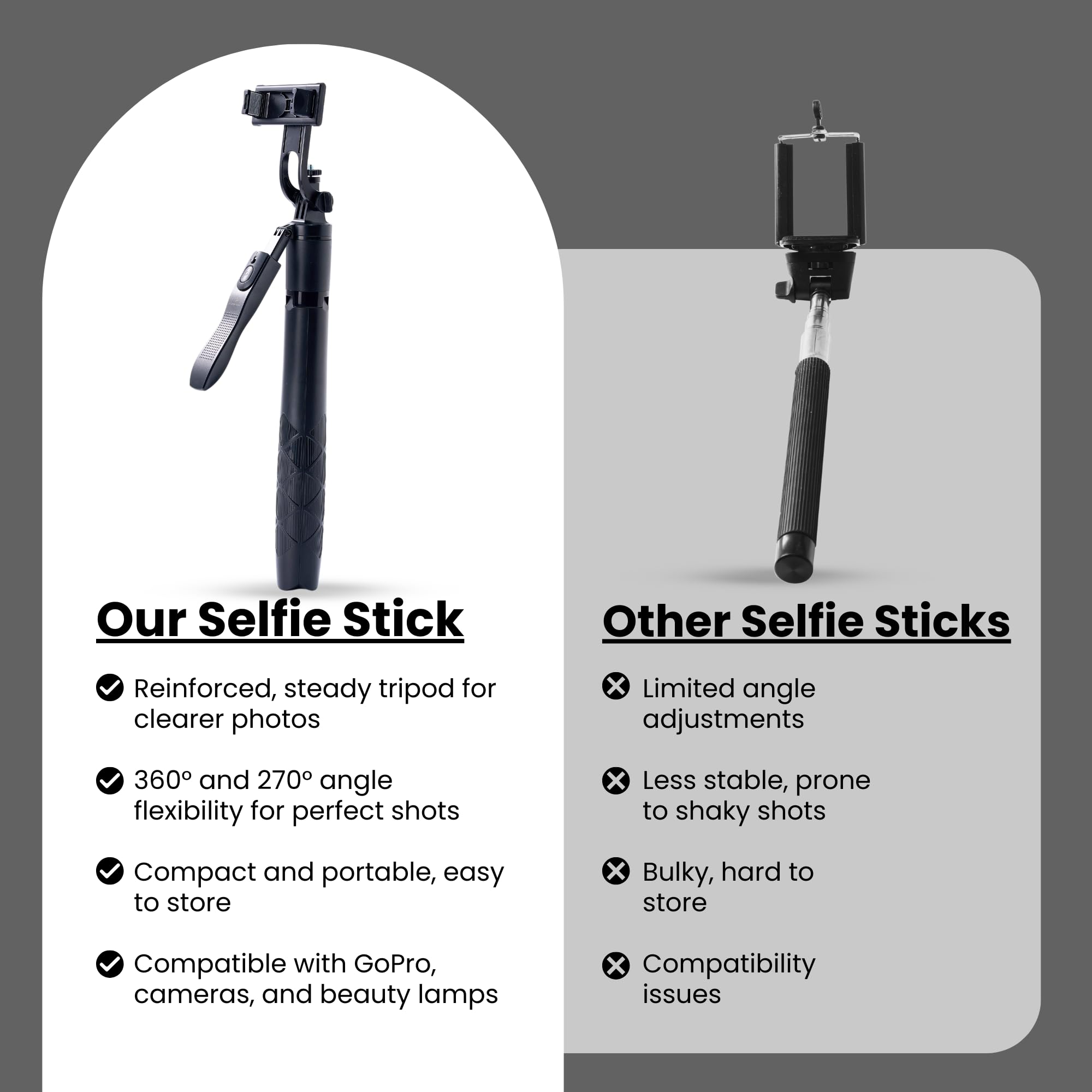 A Good Thing 61" Selfie Stick Tripod With Wireless Remote - 360° Rotating Phone Tripod Stand, Foldable & Portable Design - Compatible With Smartphones, Gopro, Beauty Lights - Travel & Content Creation Essential