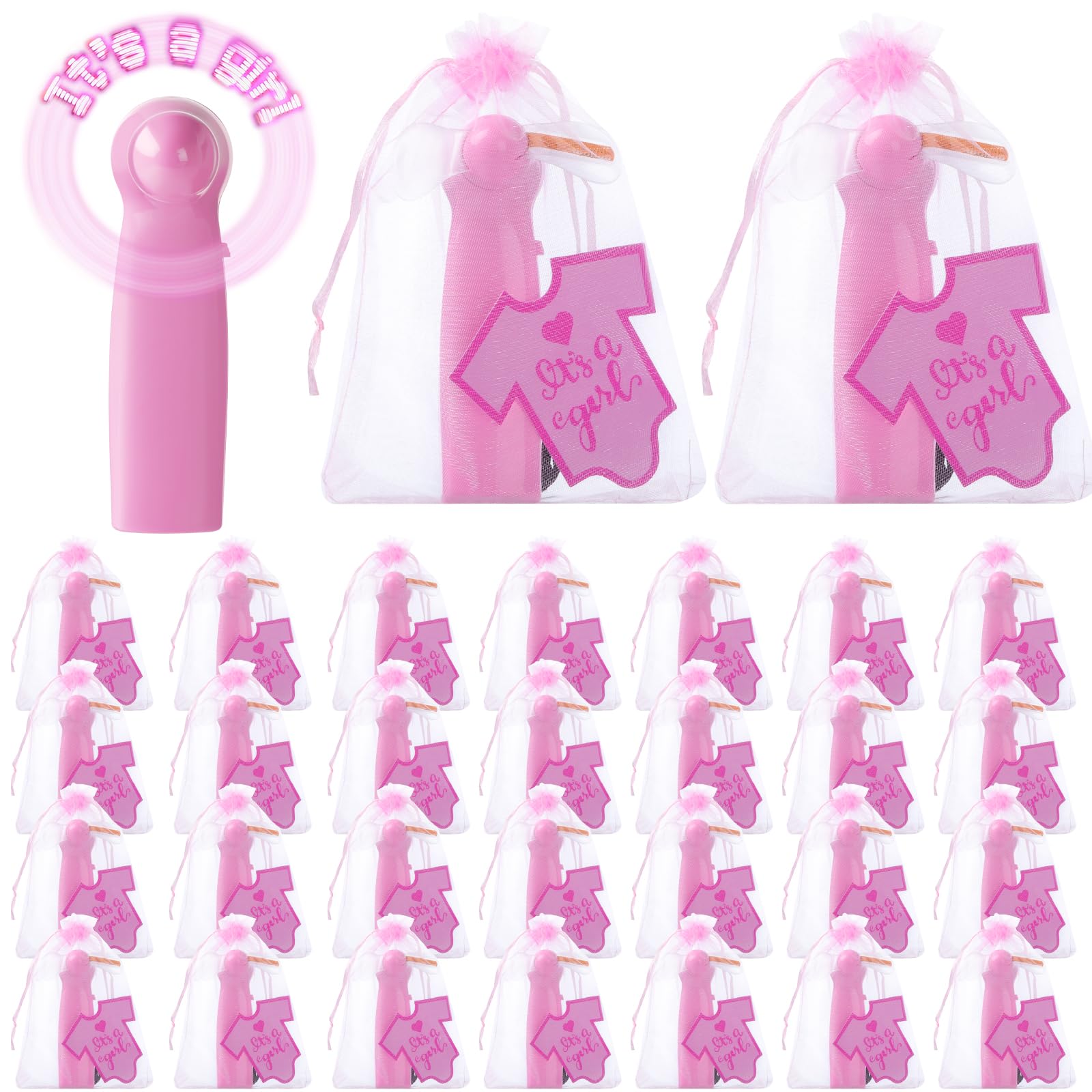 24 pack mini LED handheld fans for gender reveals and baby showers, ideal for events Koospark
