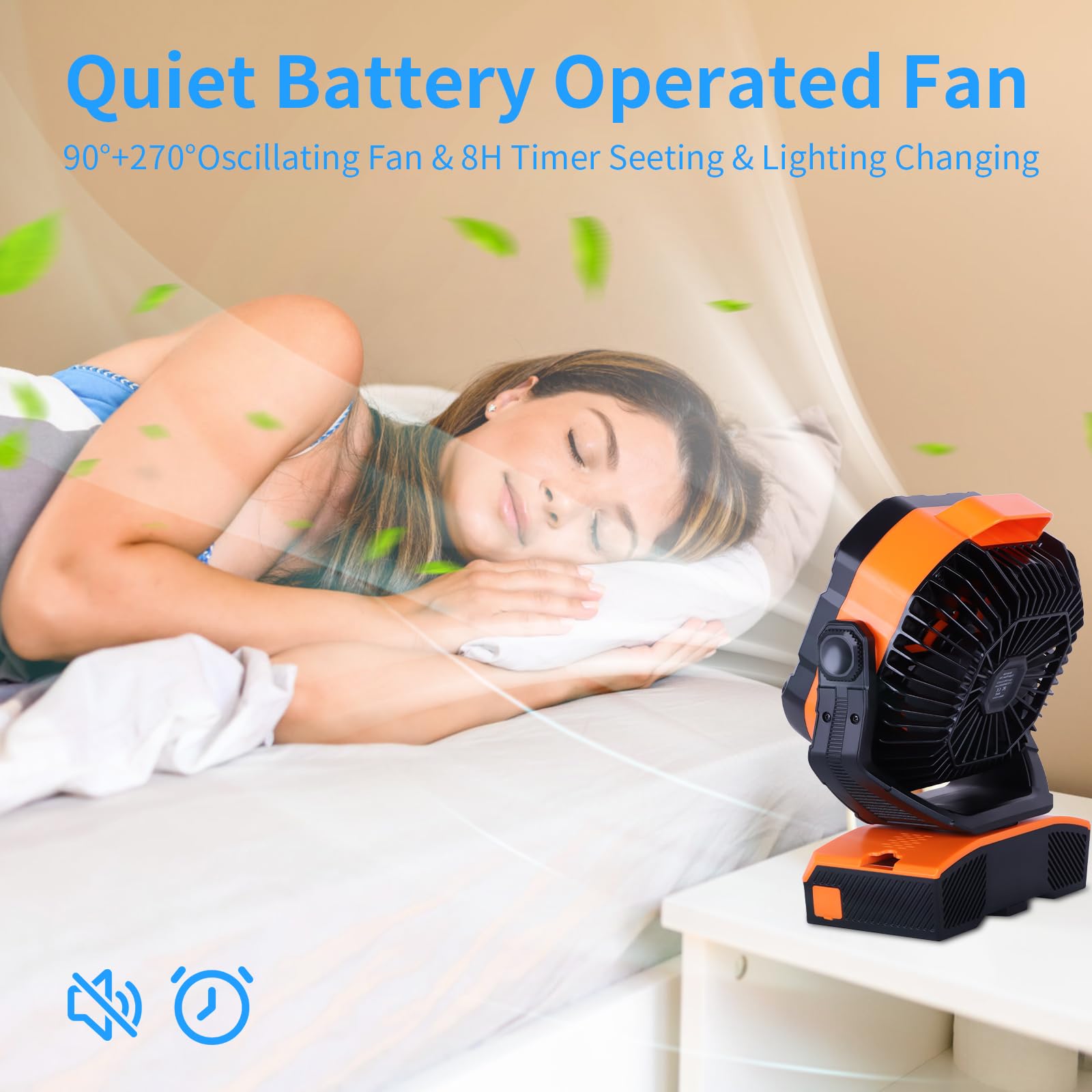 Rechargeable 20000mAh battery operated fan with oscillating function and adjustable pivot
